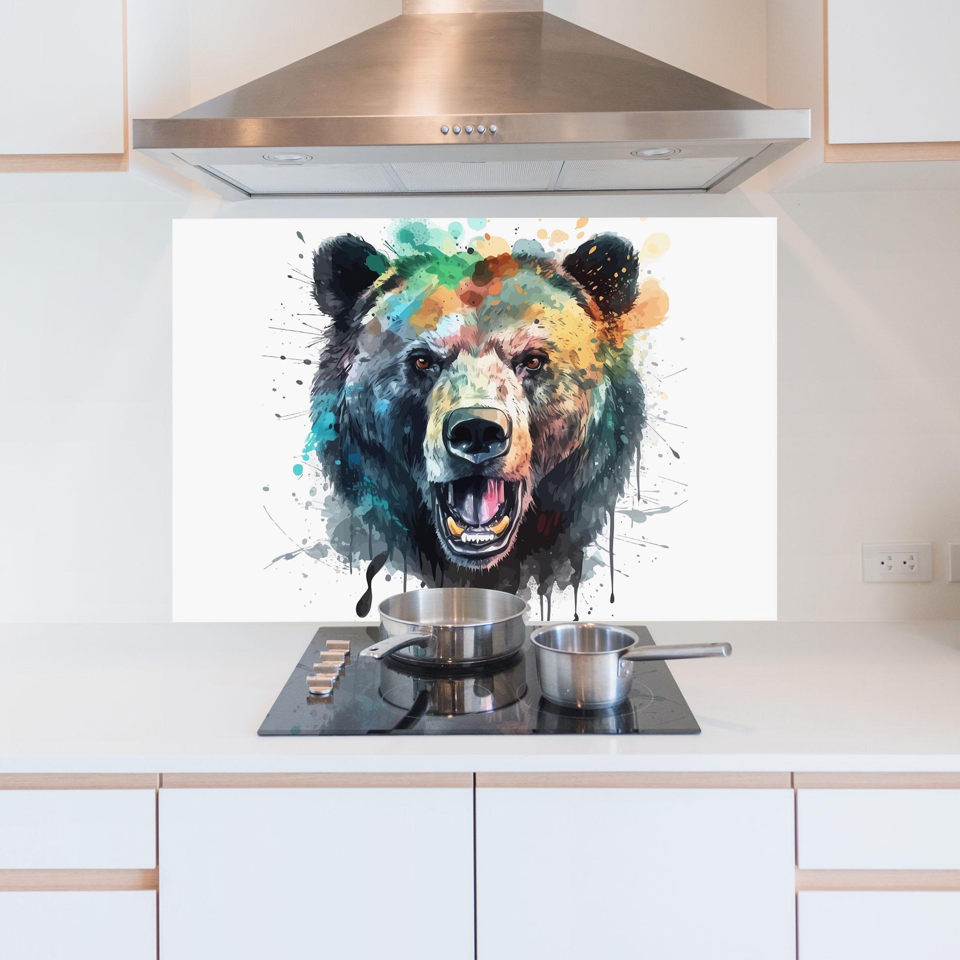 Konyhai üveg hátfal Artistic Bear Head mockup 5