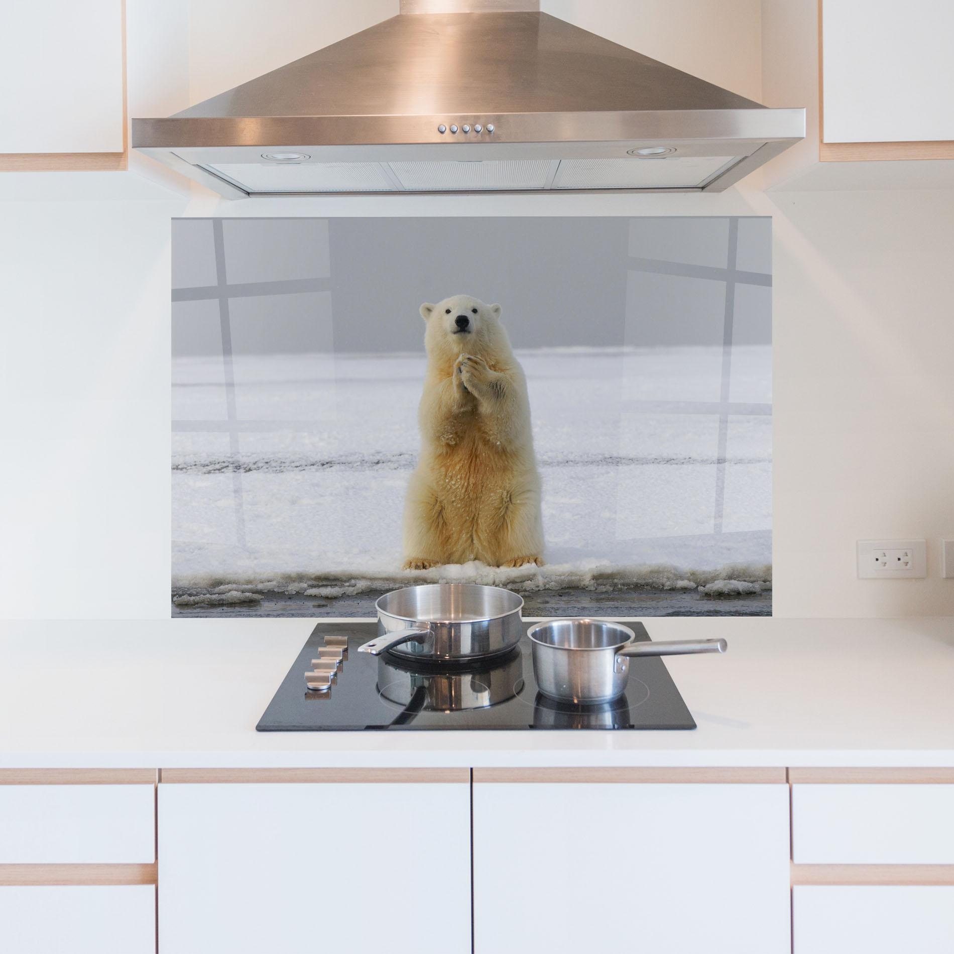 Konyhai üveg hátfal Icebear Praying mockup 5