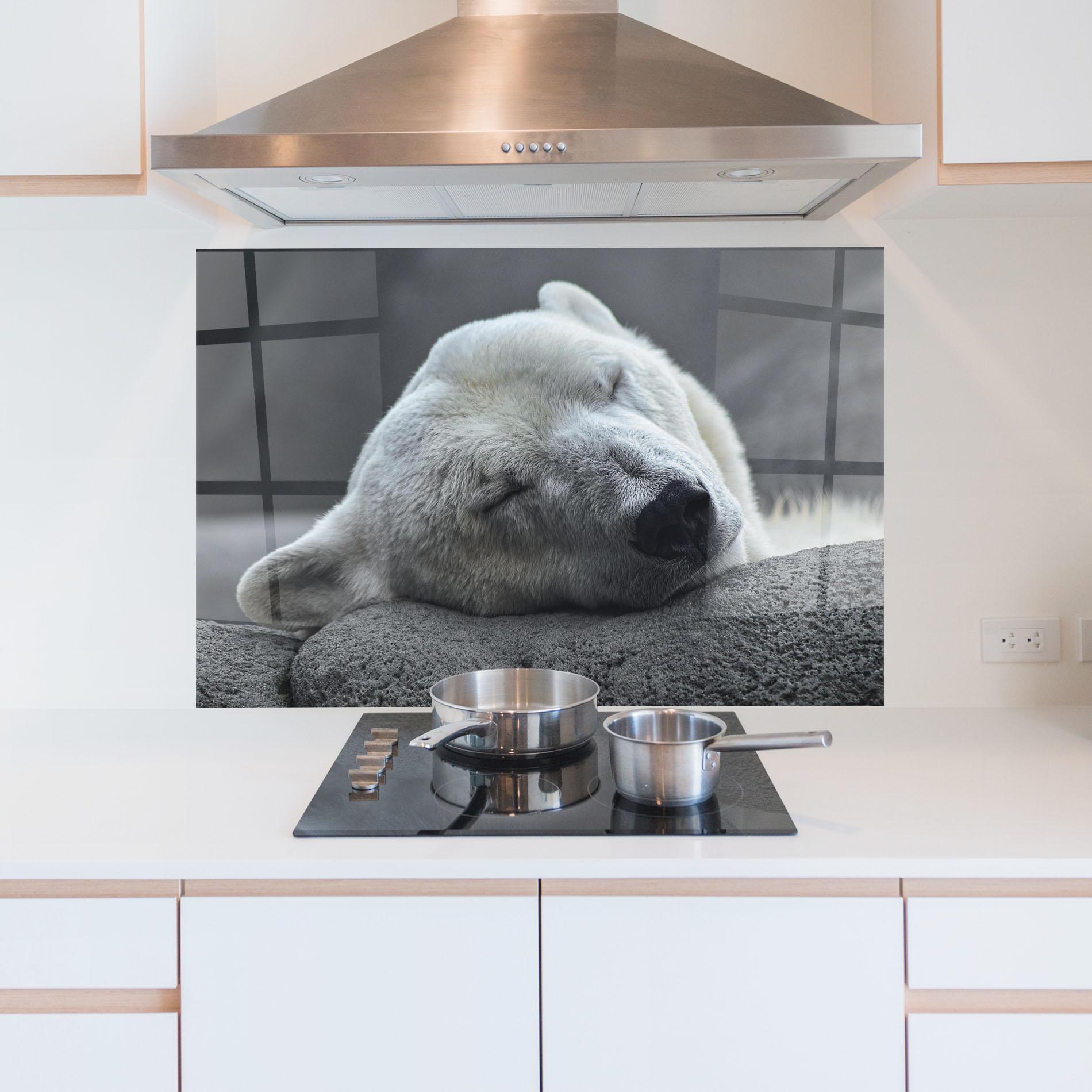 Konyhai üveg hátfal Icebear Sleeping mockup 5