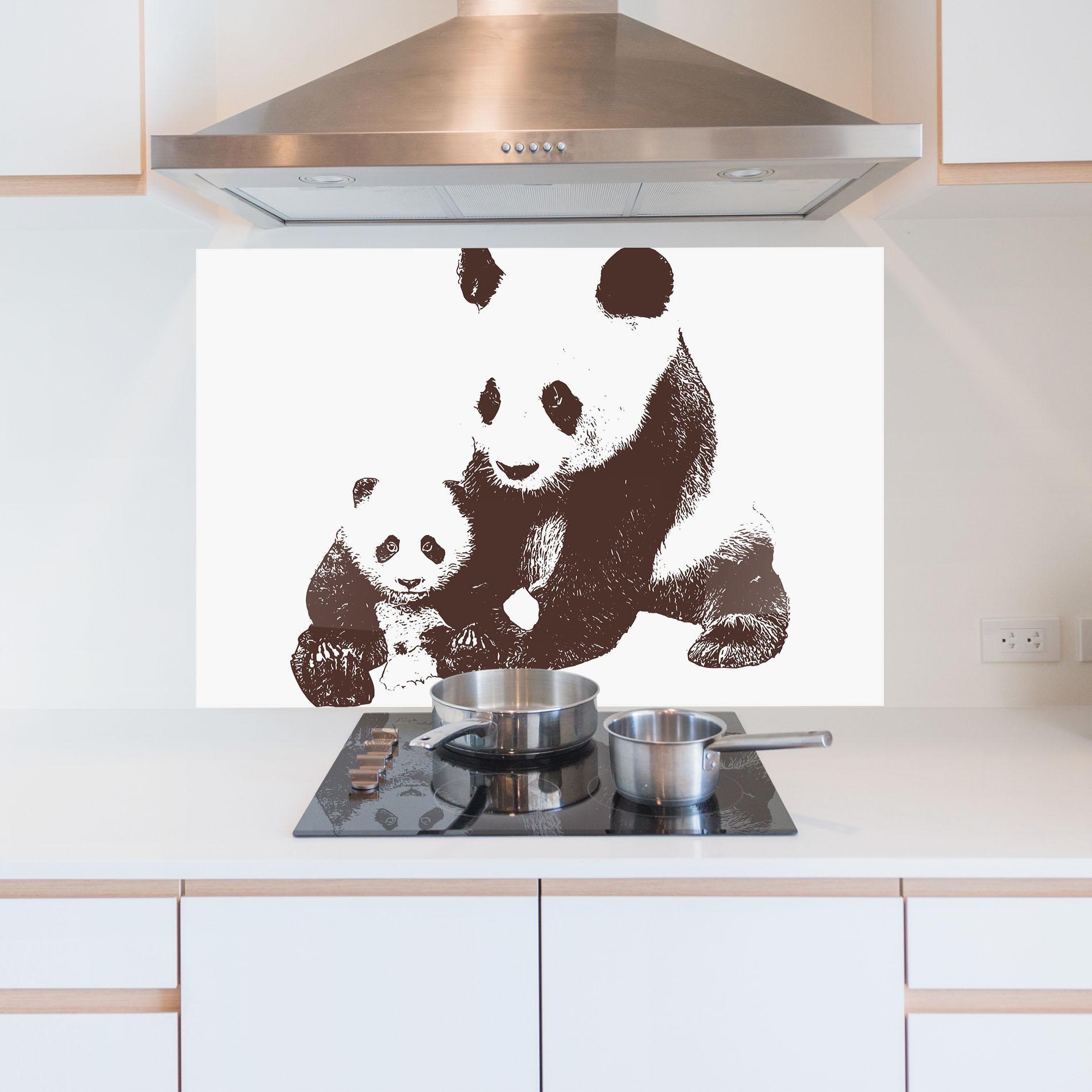 Konyhai üveg hátfal Panda Art Family mockup 5