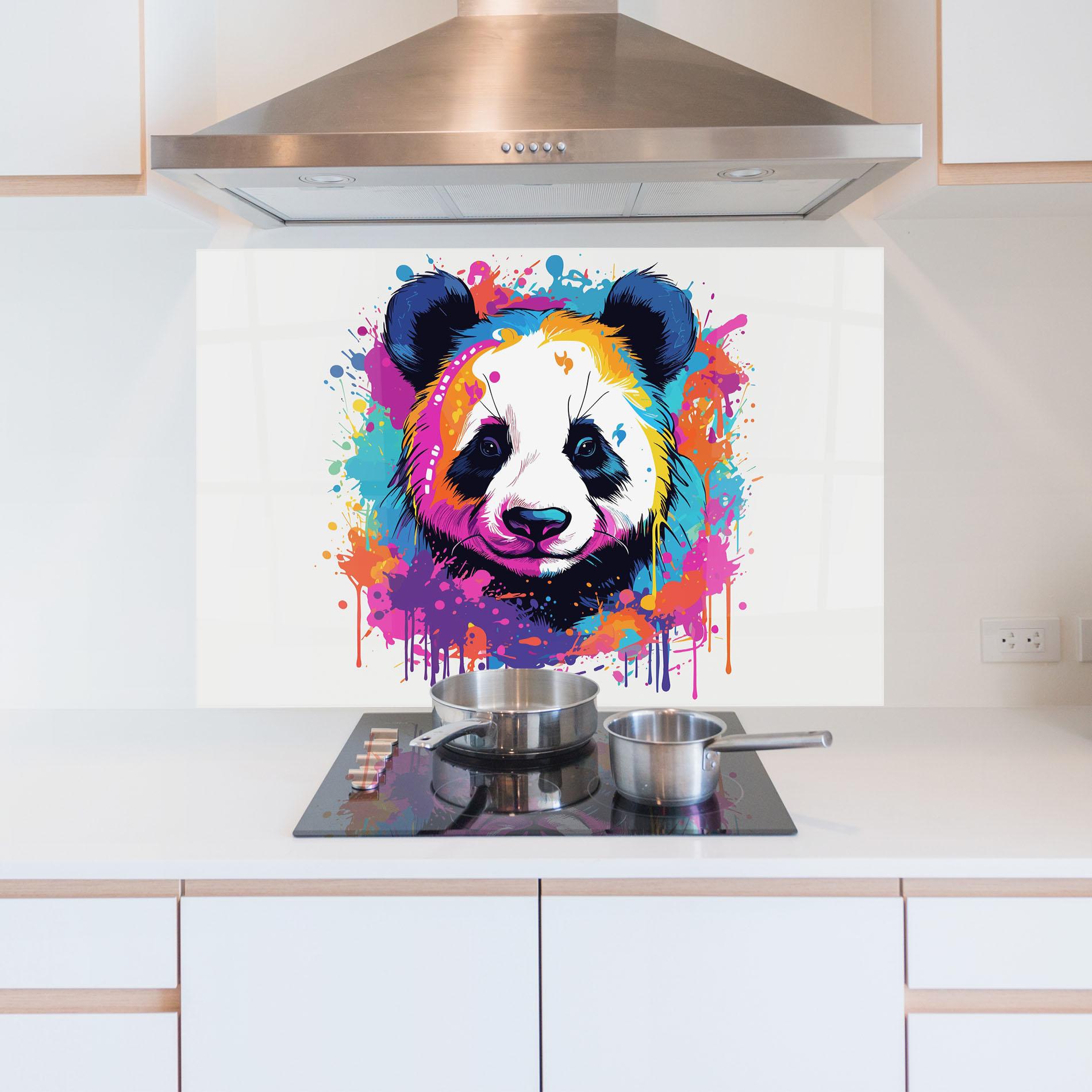 Konyhai üveg hátfal Pretty Panda Art mockup 5