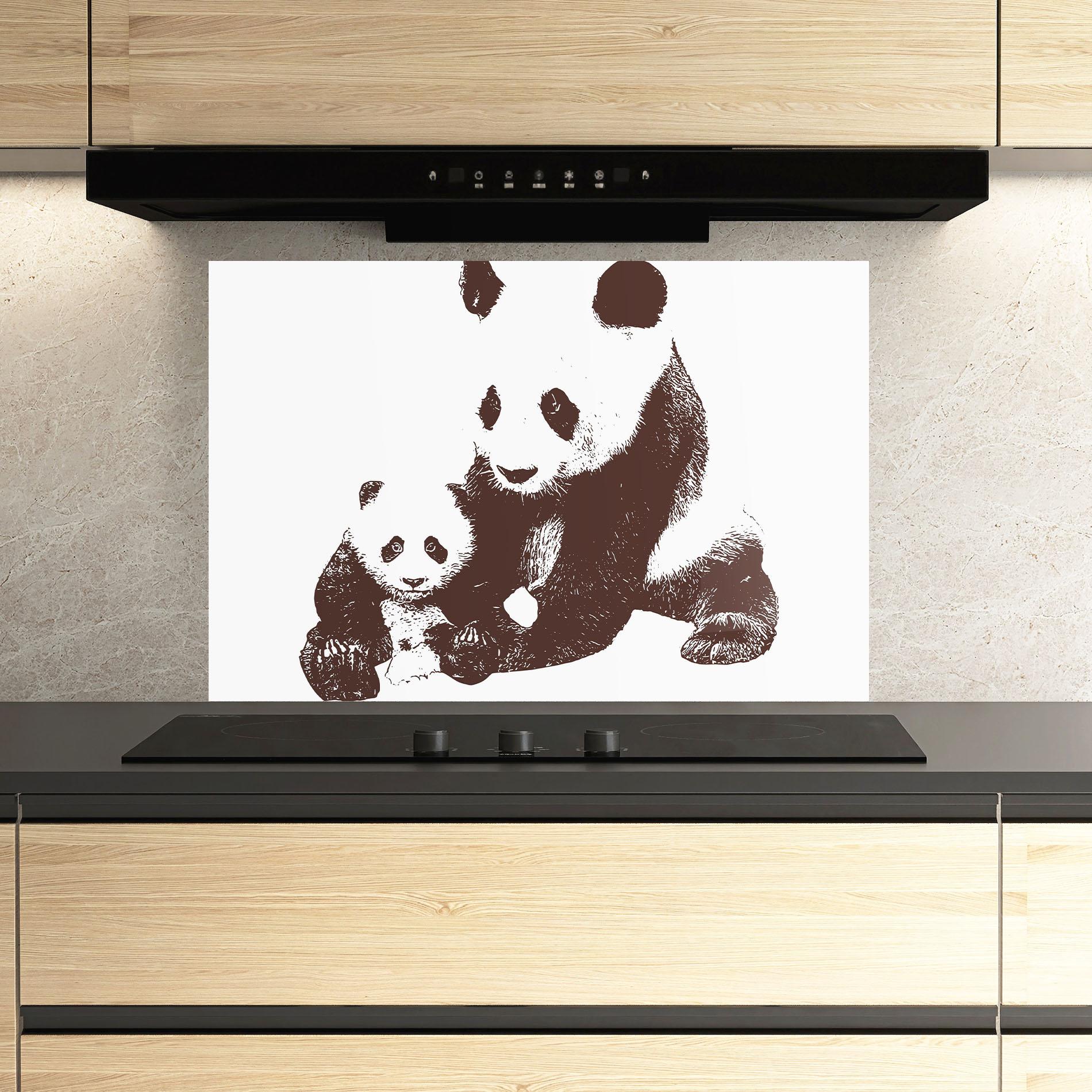 Konyhai üveg hátfal Panda Art Family mockup 3