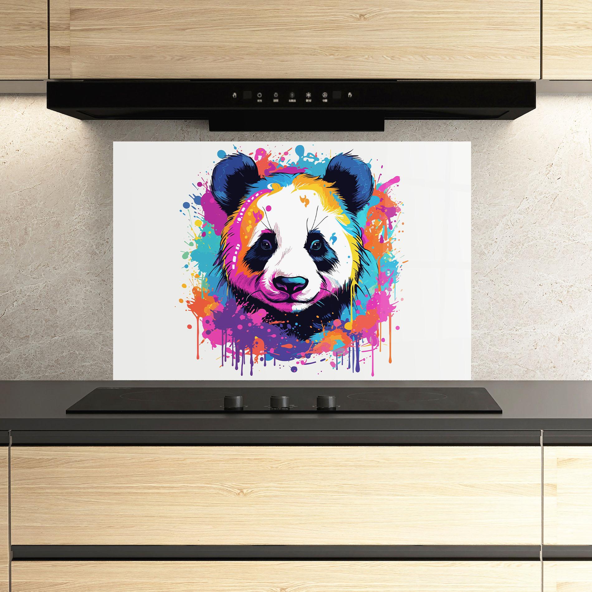 Konyhai üveg hátfal Pretty Panda Art mockup 3