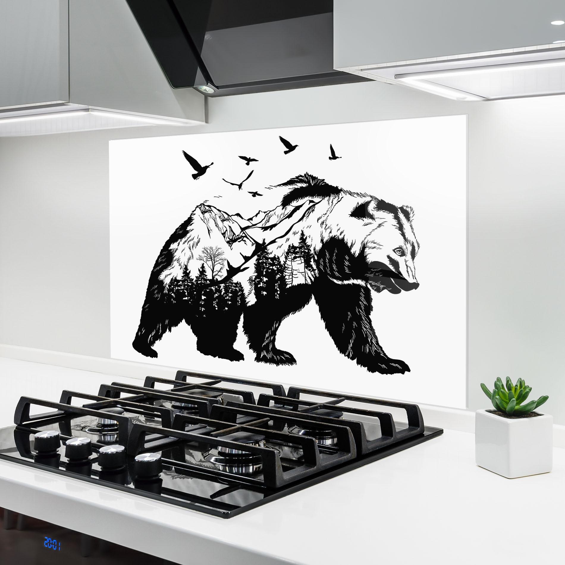 Konyhai üveg hátfal Mountain Bear mockup 6