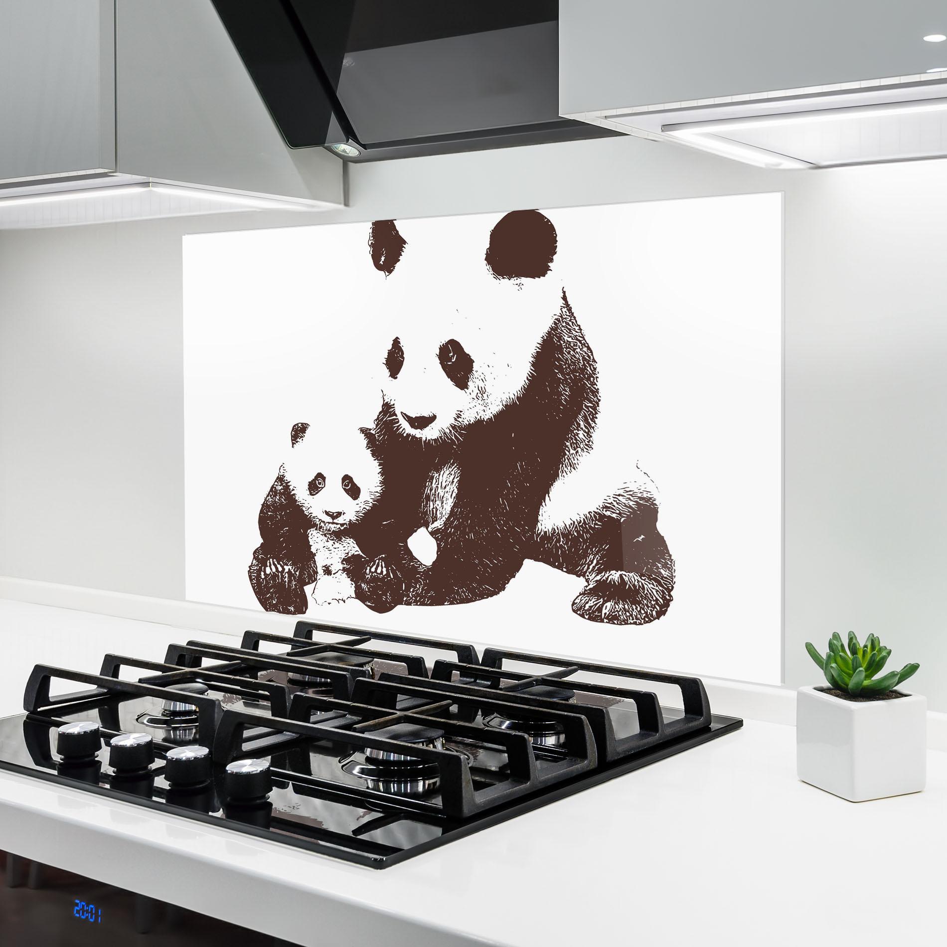 Konyhai üveg hátfal Panda Art Family mockup 6