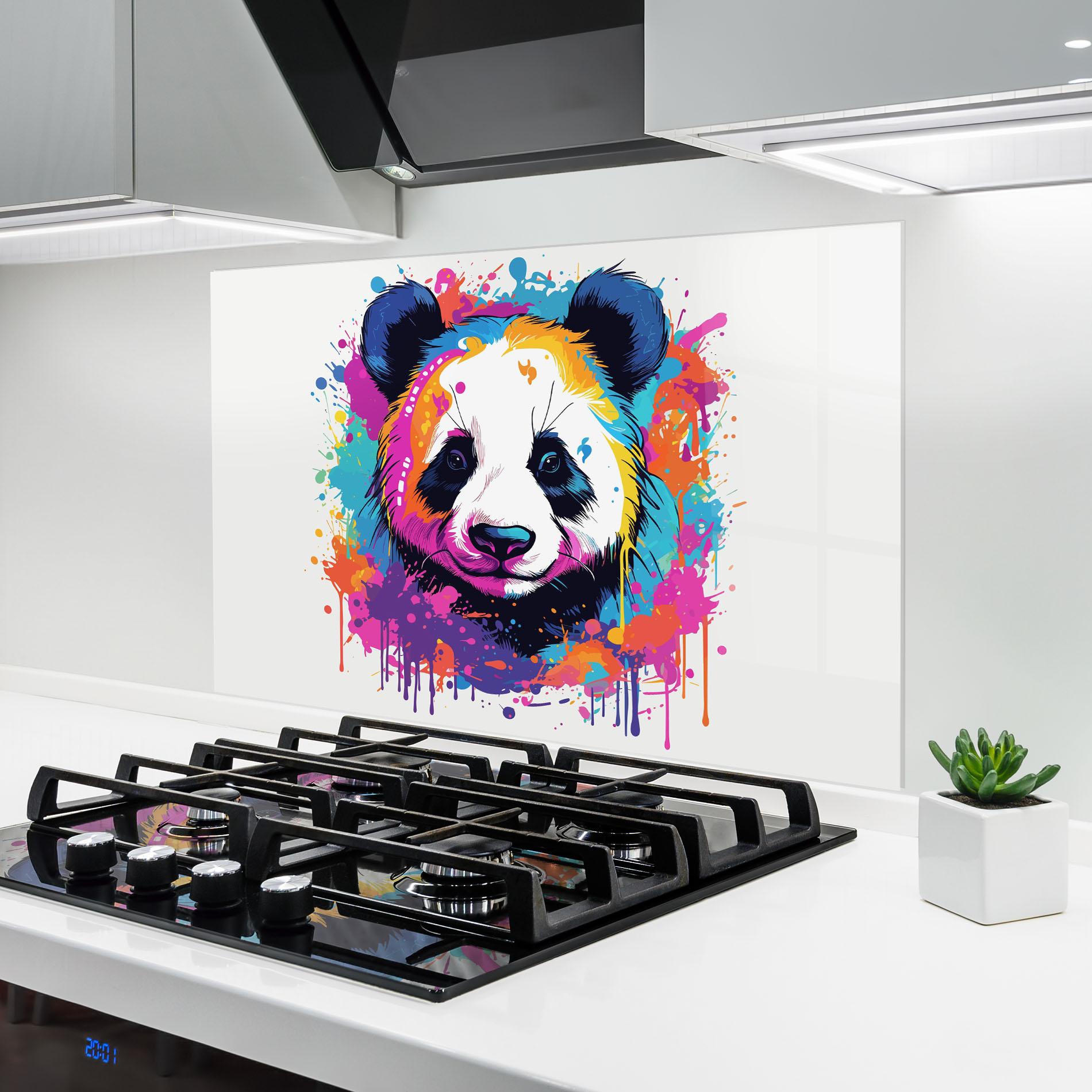 Konyhai üveg hátfal Pretty Panda Art mockup 6