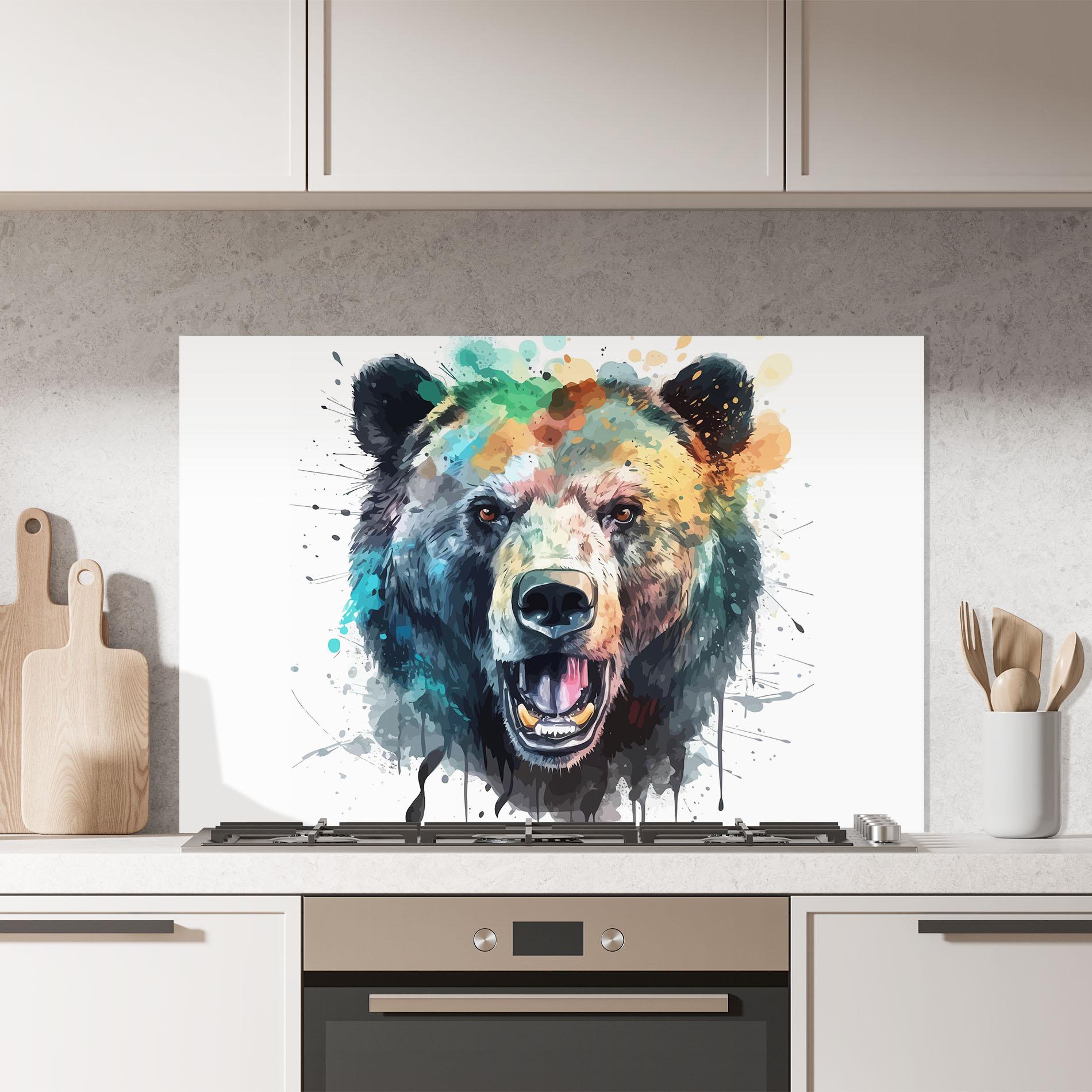 Konyhai üveg hátfal Artistic Bear Head mockup 7