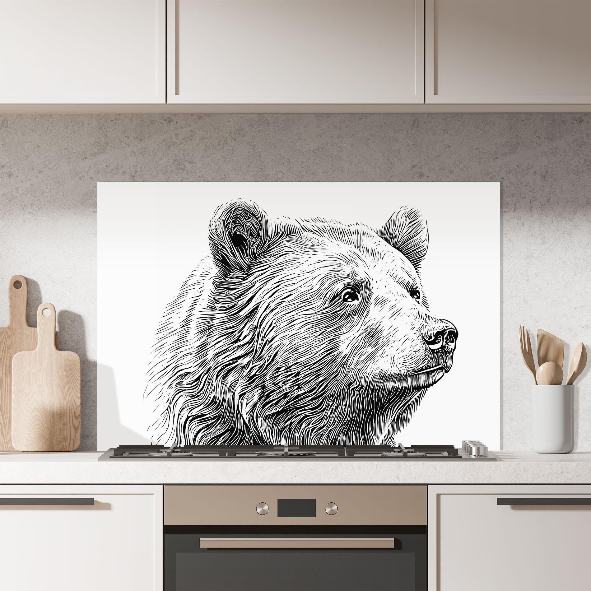 Konyhai üveg hátfal Bear Portrait Line mockup 7