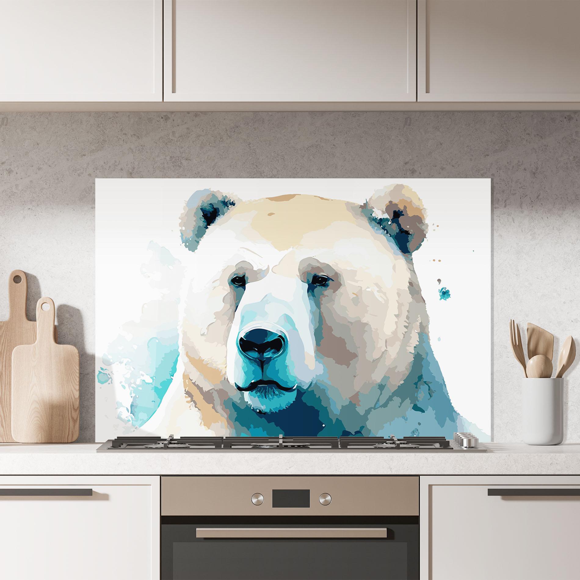 Konyhai üveg hátfal Big Watercolor Bear mockup 7