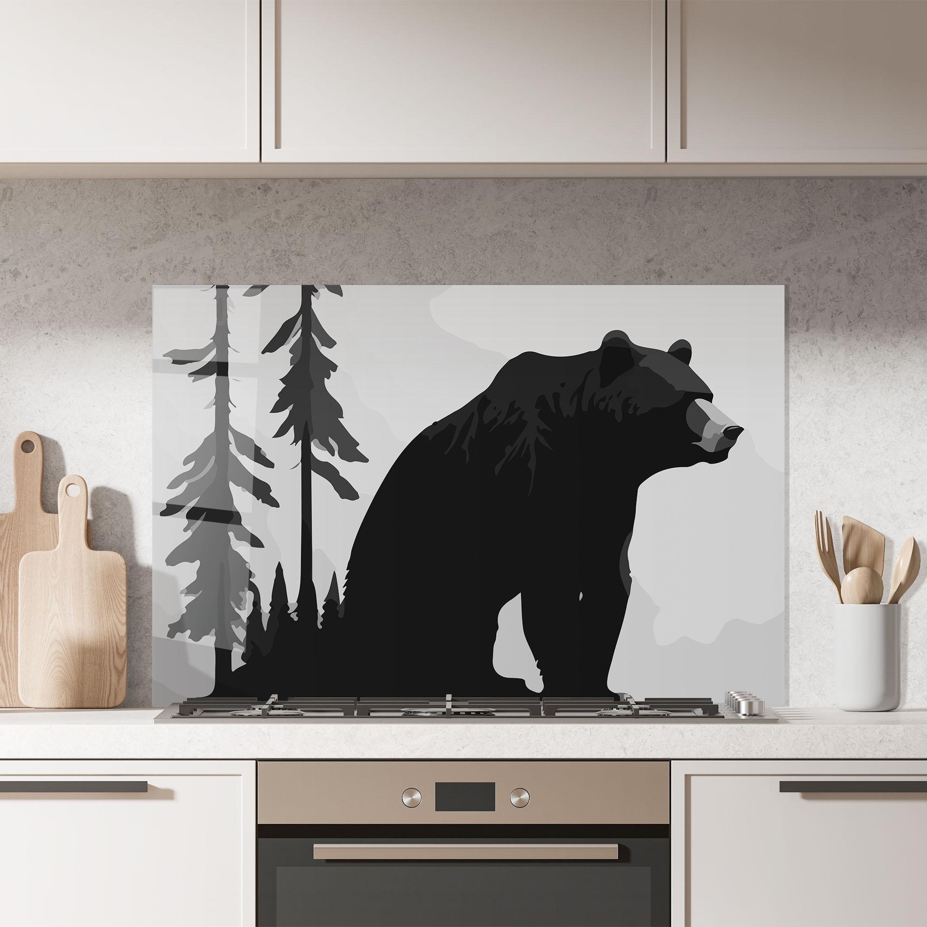 Konyhai üveg hátfal Forest Bear mockup 7