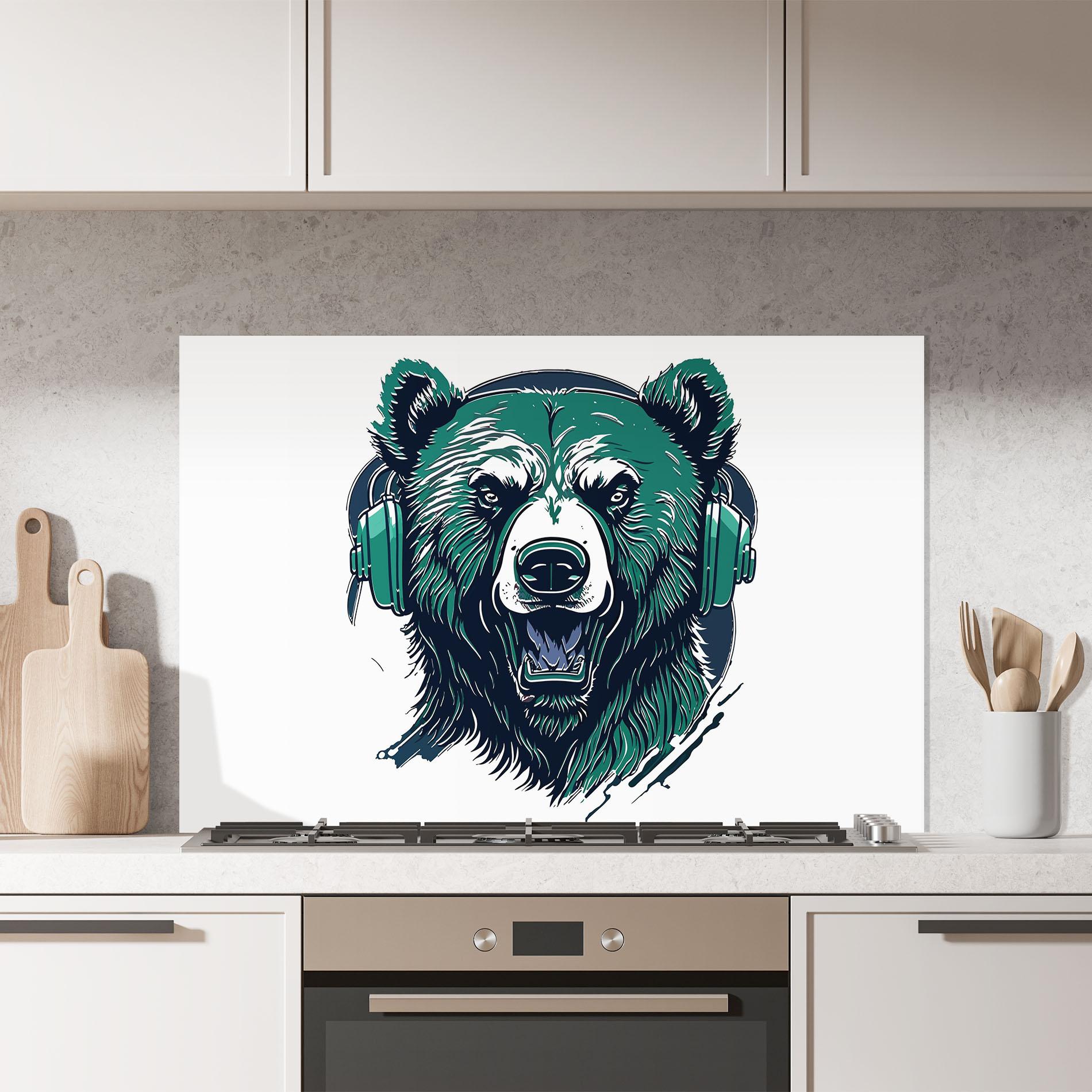 Konyhai üveg hátfal Green Music Bear mockup 7