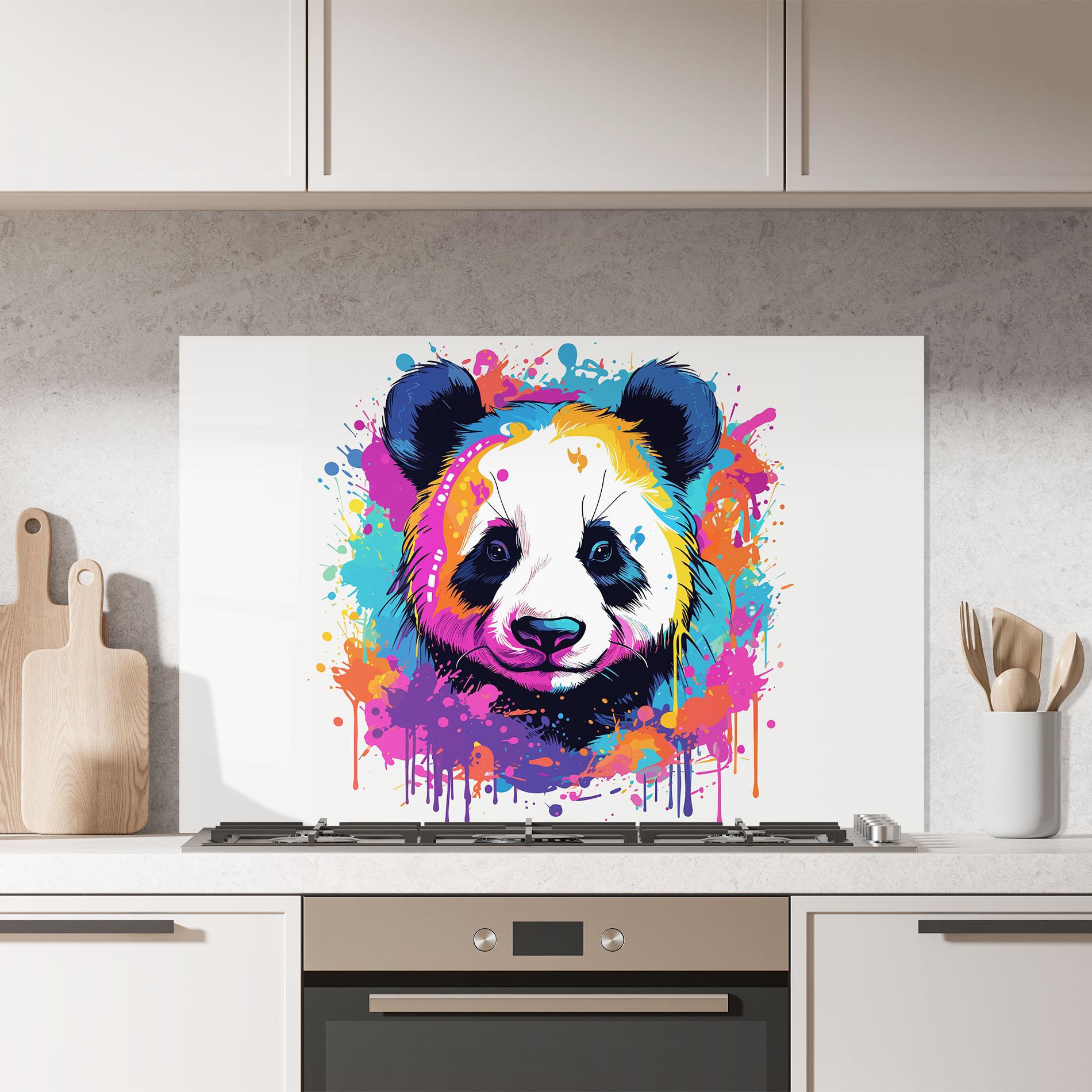 Konyhai üveg hátfal Pretty Panda Art mockup 7