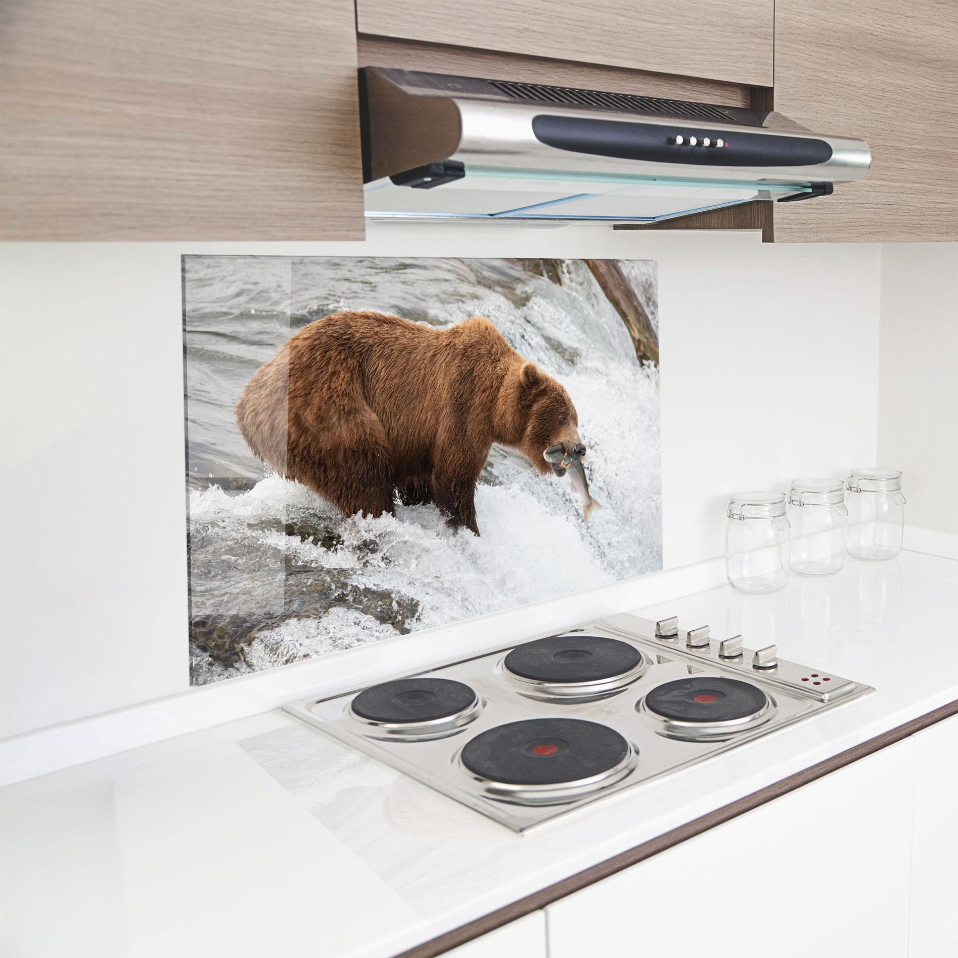 Konyhai üveg hátfal Bear Hunting mockup 8