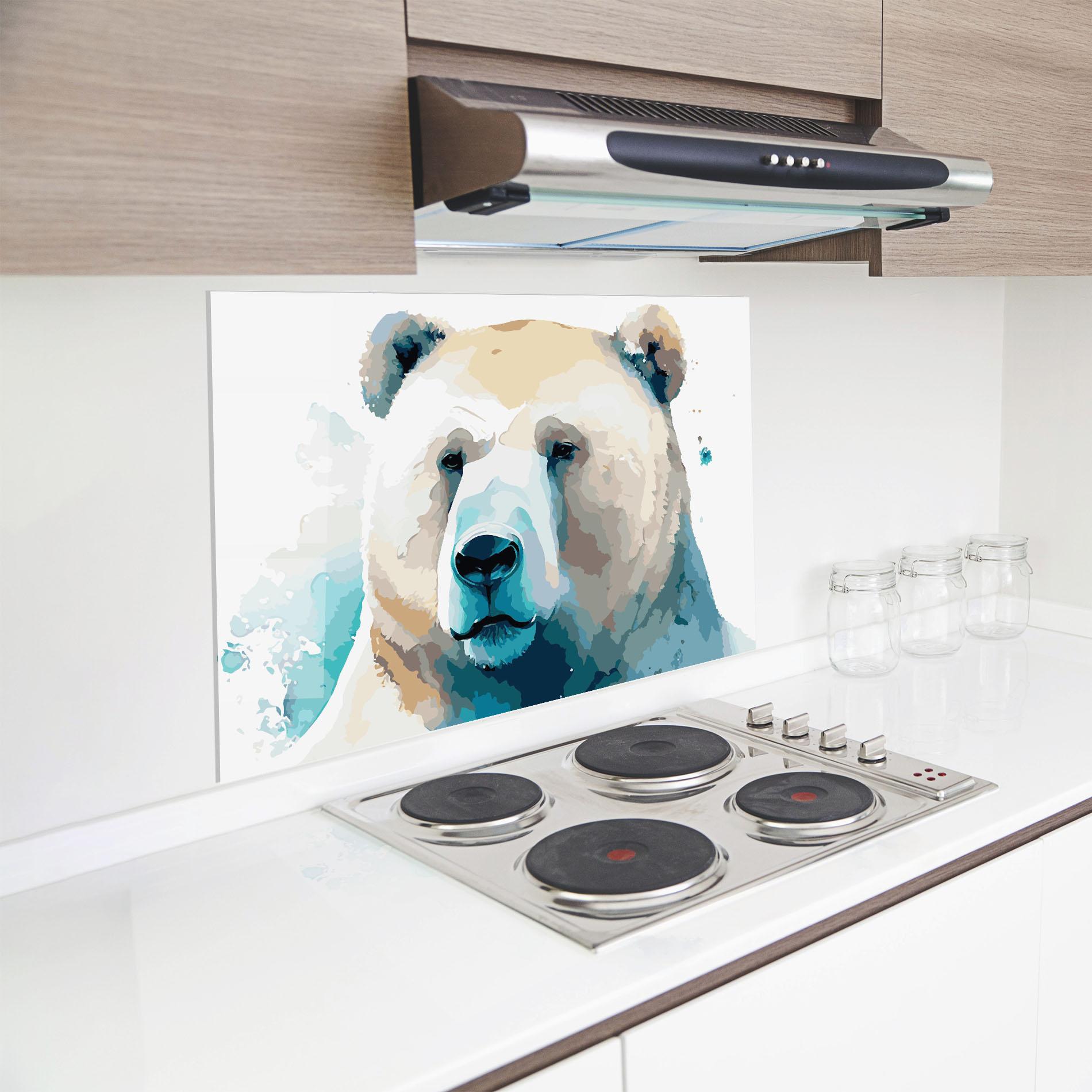 Konyhai üveg hátfal Big Watercolor Bear mockup 8