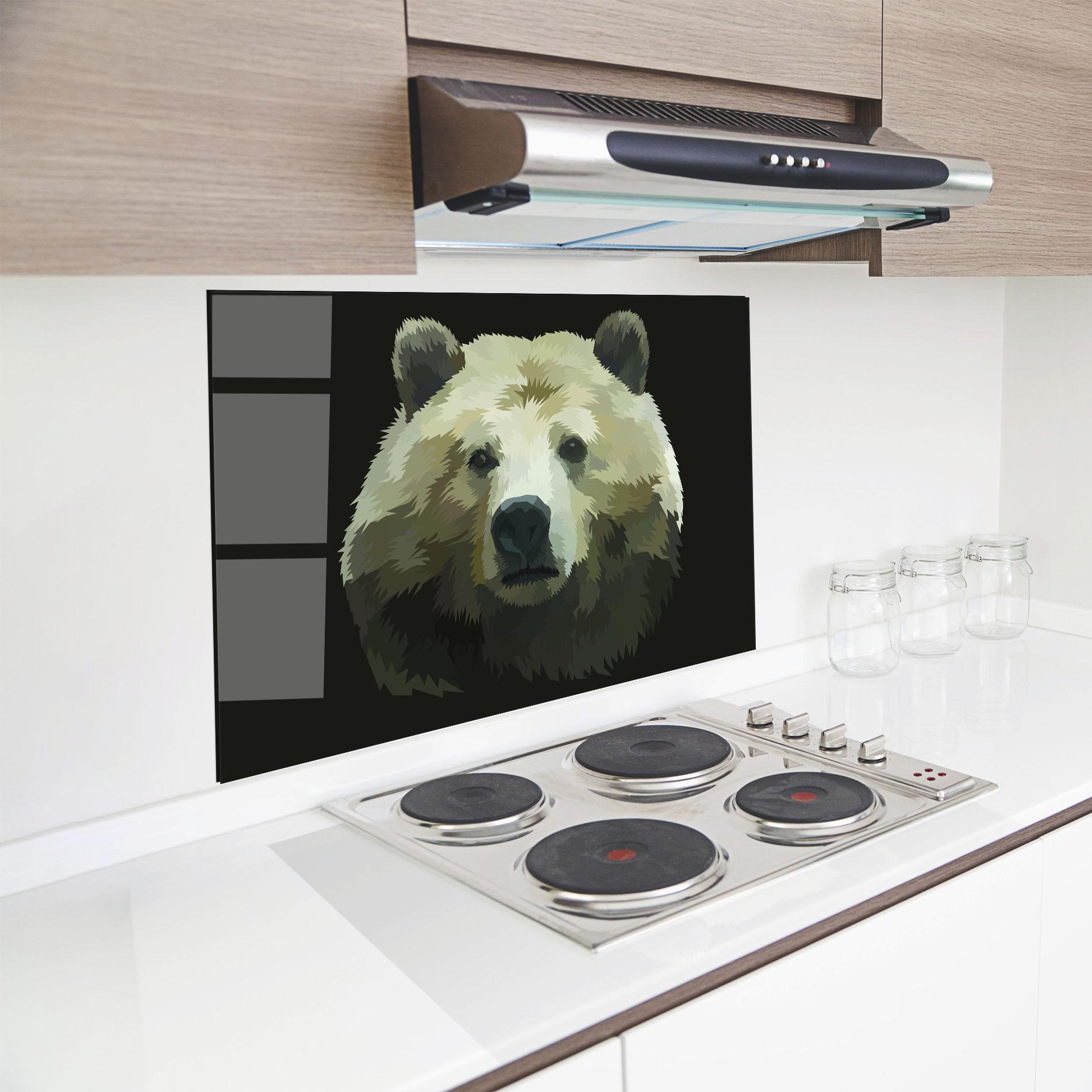 Konyhai üveg hátfal Brown Bear Head mockup 8