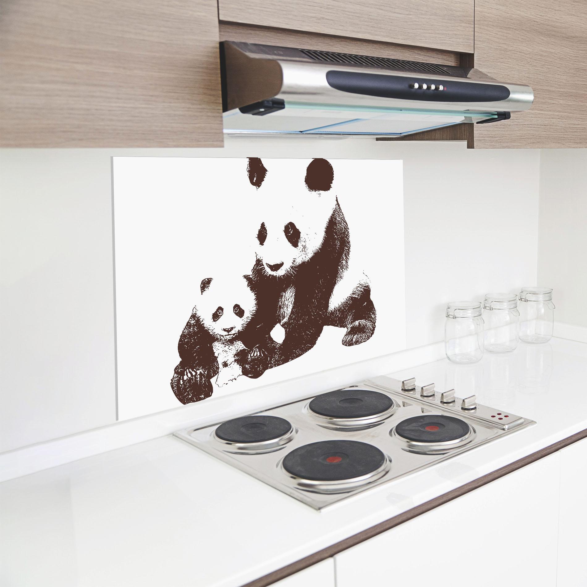 Konyhai üveg hátfal Panda Art Family mockup 8