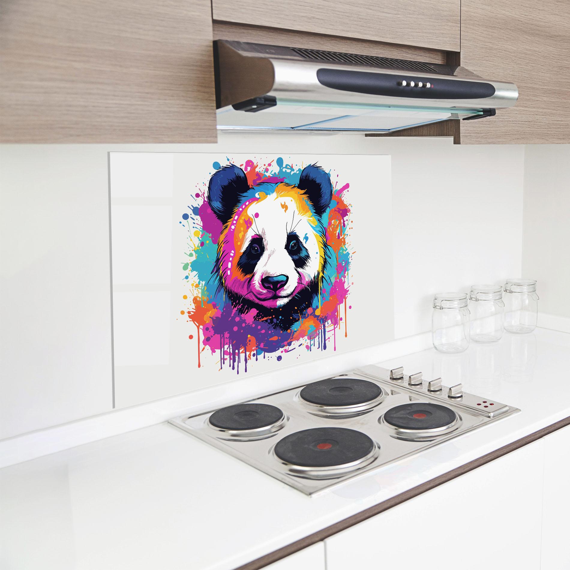 Konyhai üveg hátfal Pretty Panda Art mockup 8