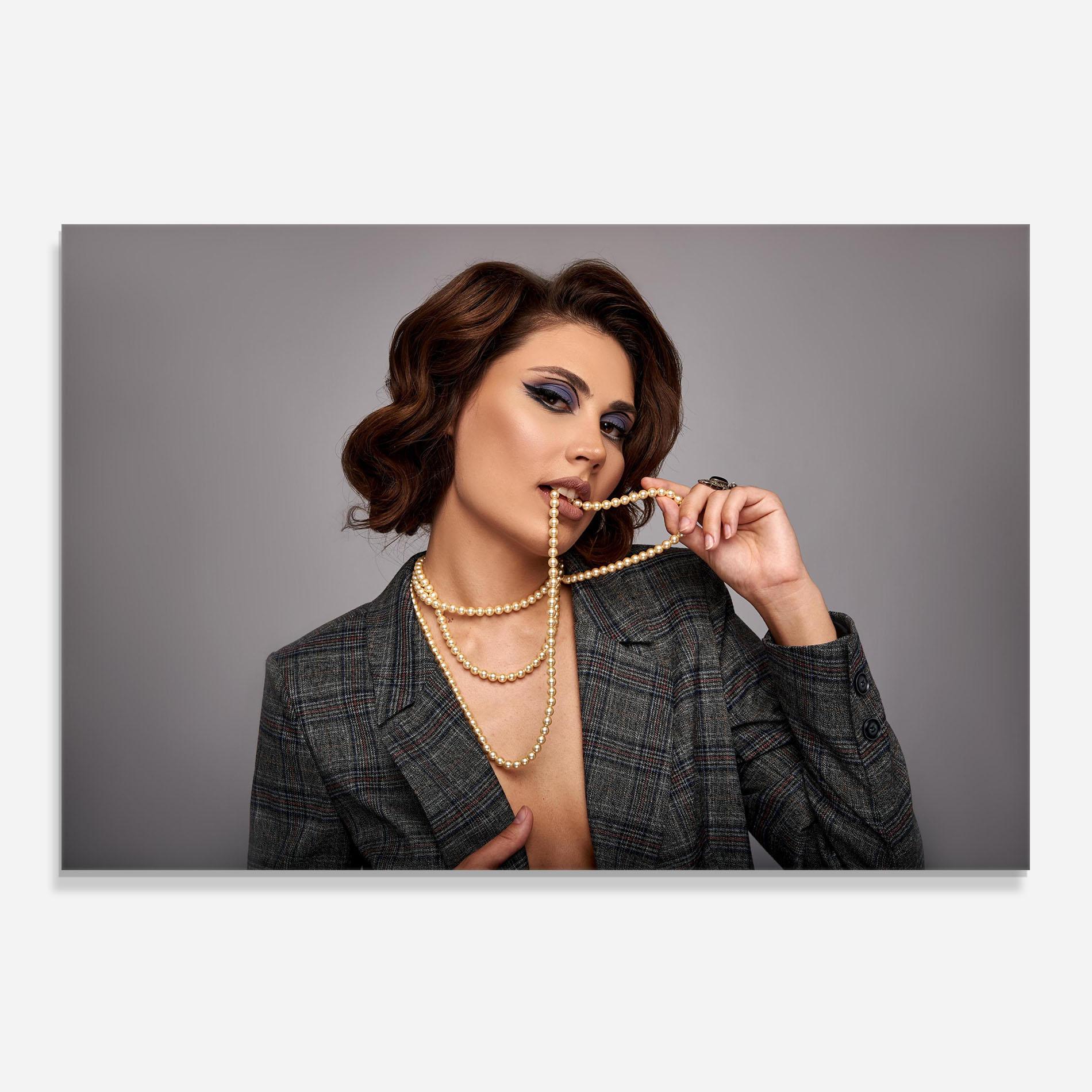 Konyhai üveg hátfal Gold Pearls mockup 0