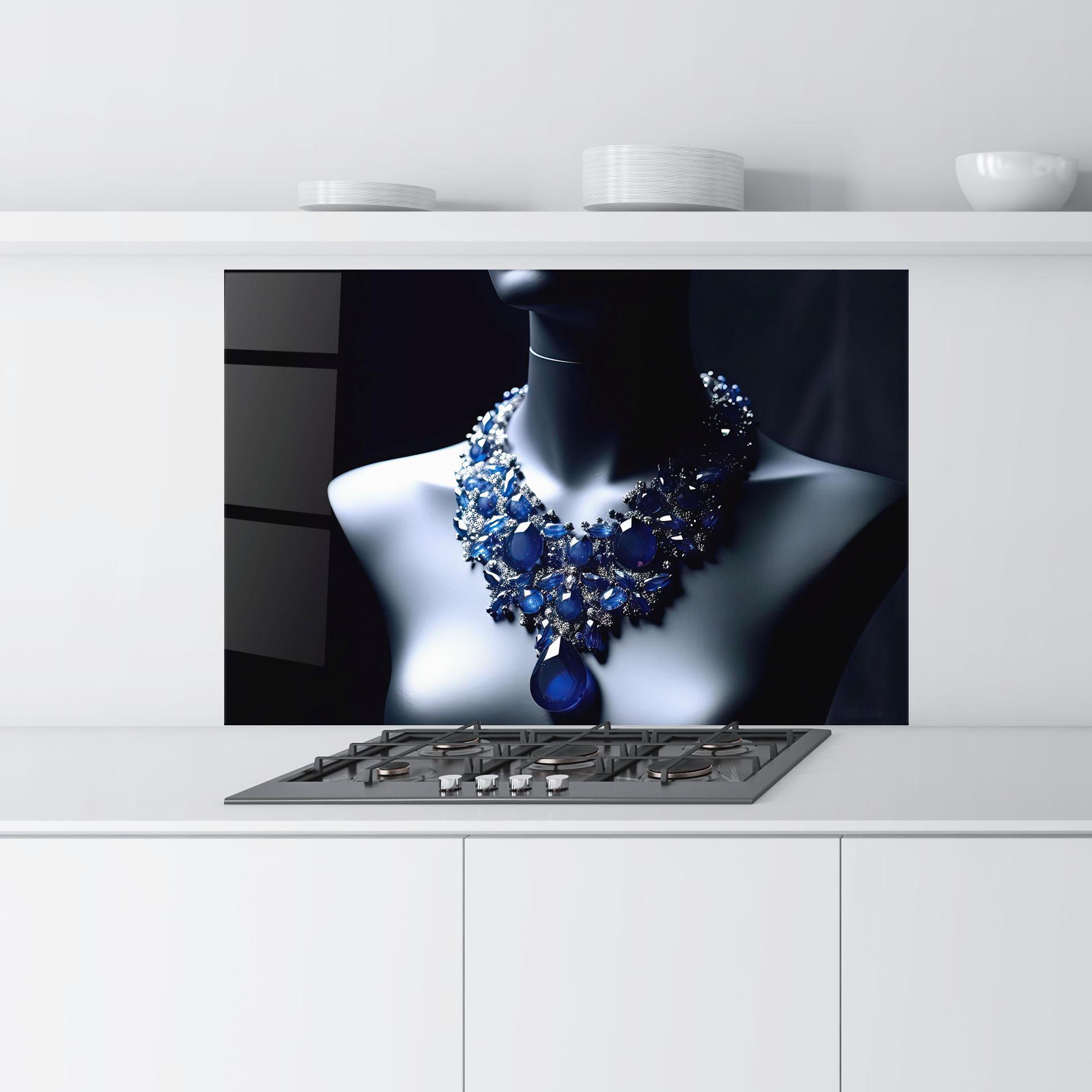 Konyhai üveg hátfal Blue Diamonds Necklace mockup 9
