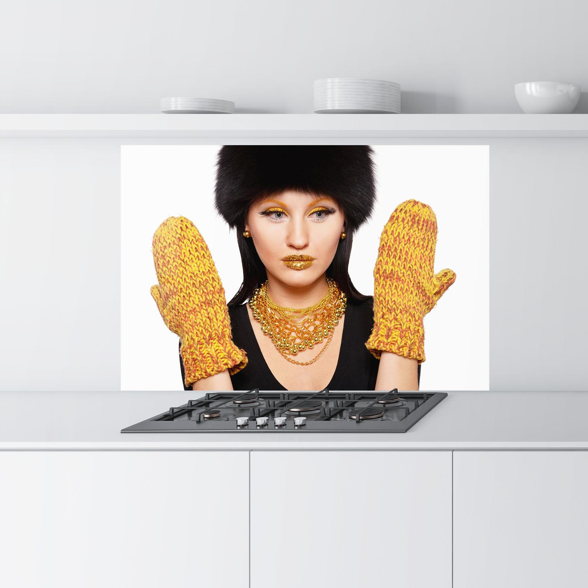 Konyhai üveg hátfal Iteresting Gold Accessories mockup 9