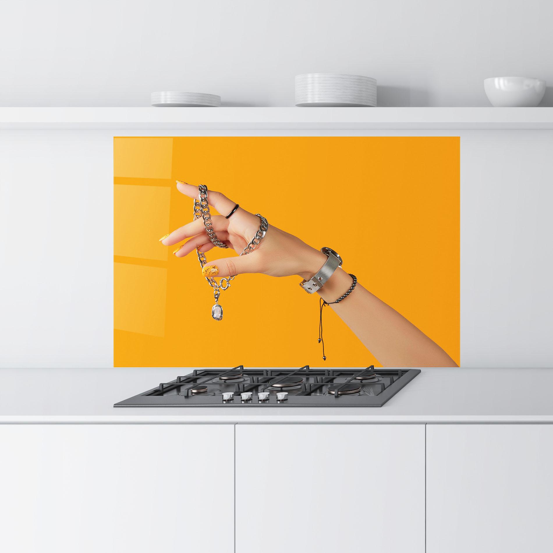 Konyhai üveg hátfal Silver Accessory mockup 9