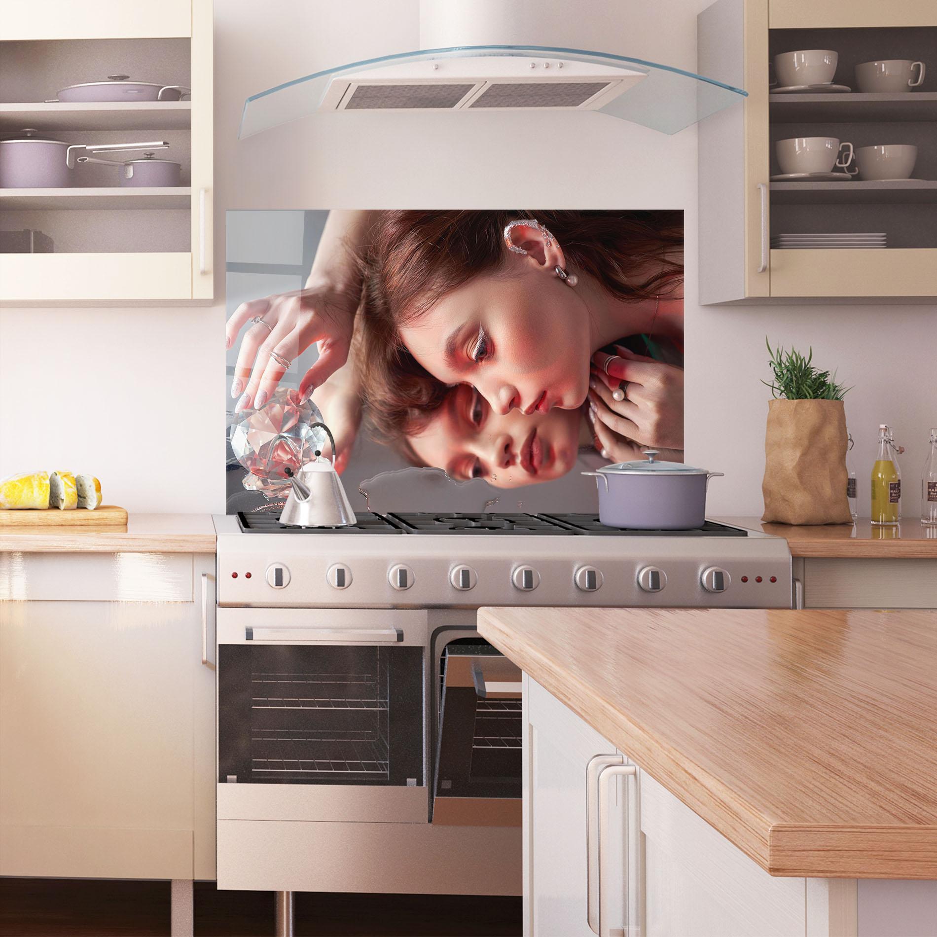 Konyhai üveg hátfal Big Diamond Hand mockup 1