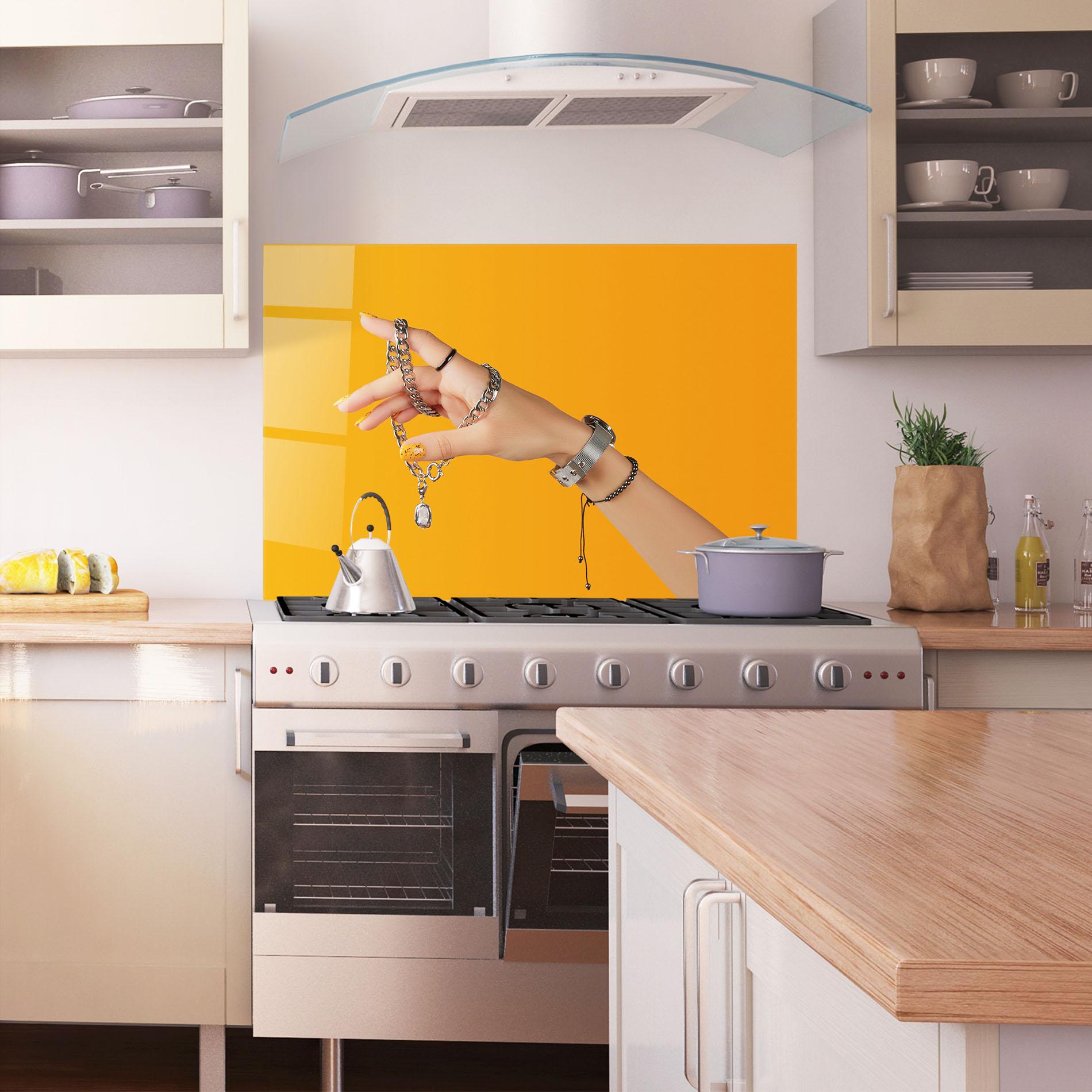 Konyhai üveg hátfal Silver Accessory mockup 1