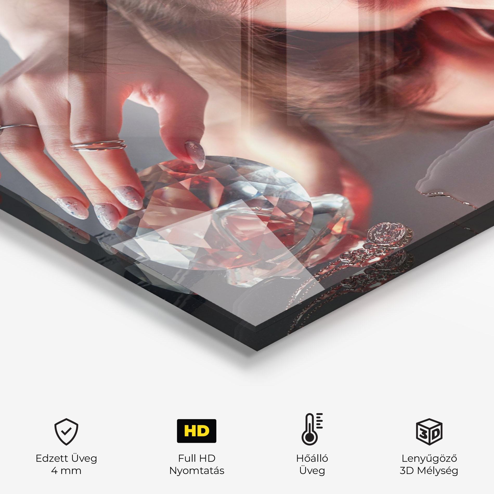 Konyhai üveg hátfal Big Diamond Hand mockup 2