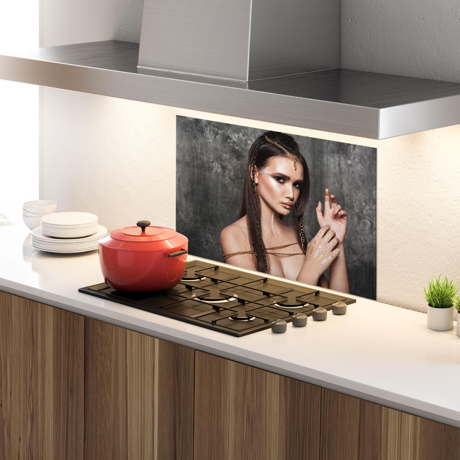 Konyhai üveg hátfal Gold Hair Accessory mockup 4