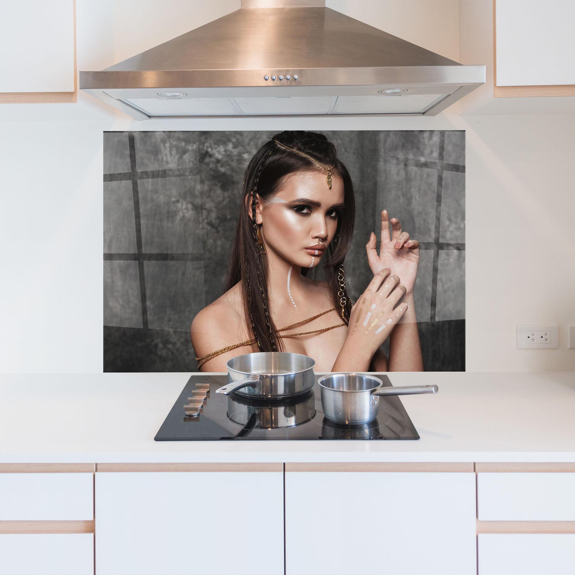 Konyhai üveg hátfal Gold Hair Accessory mockup 5