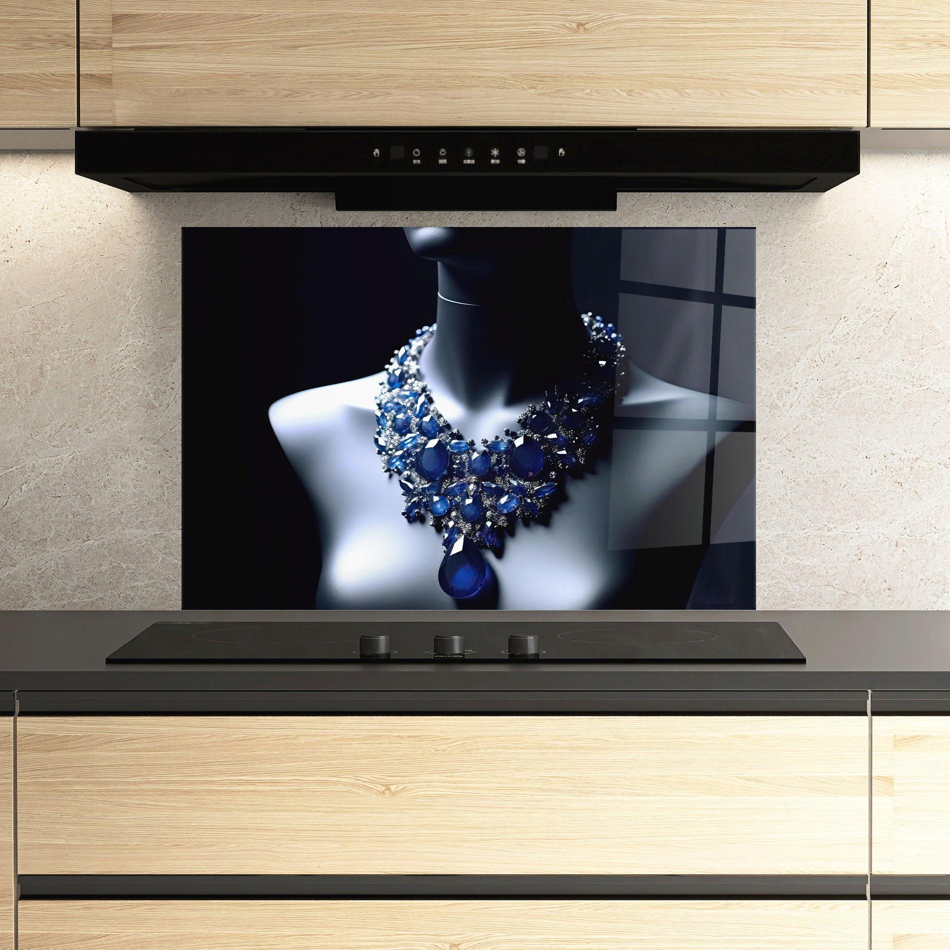 Konyhai üveg hátfal Blue Diamonds Necklace mockup 3
