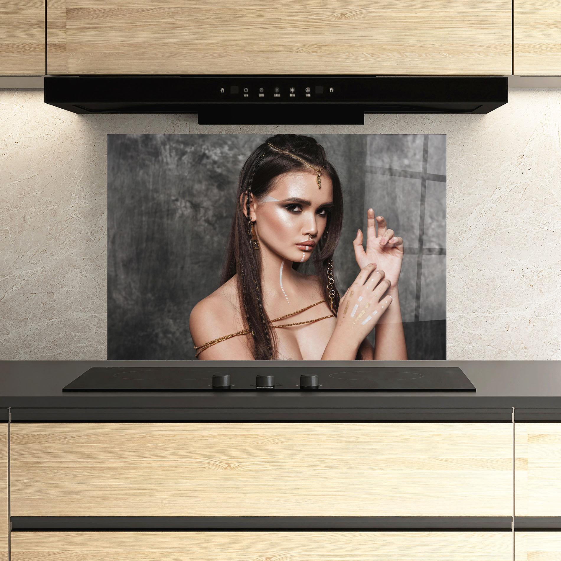 Konyhai üveg hátfal Gold Hair Accessory mockup 3