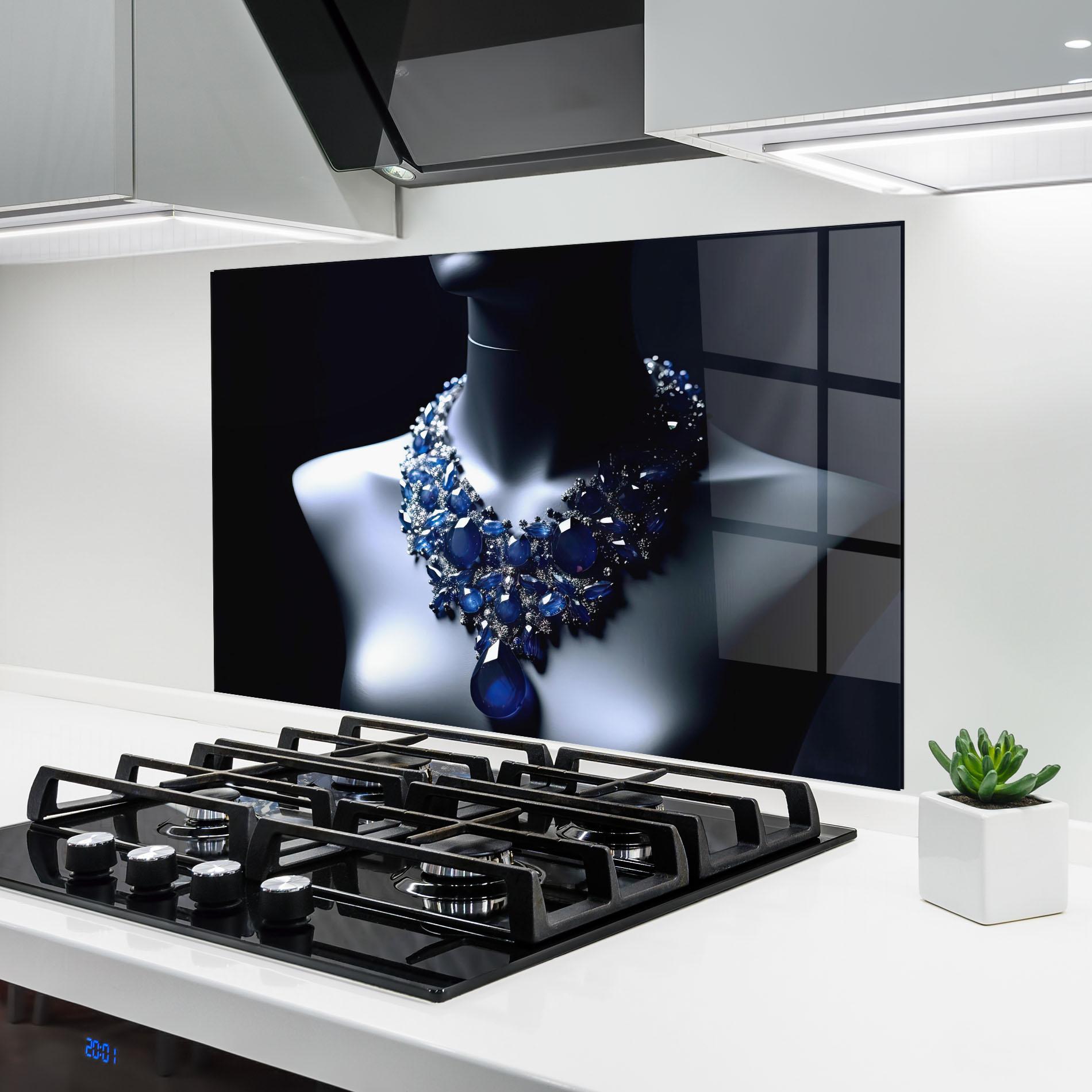Konyhai üveg hátfal Blue Diamonds Necklace mockup 6