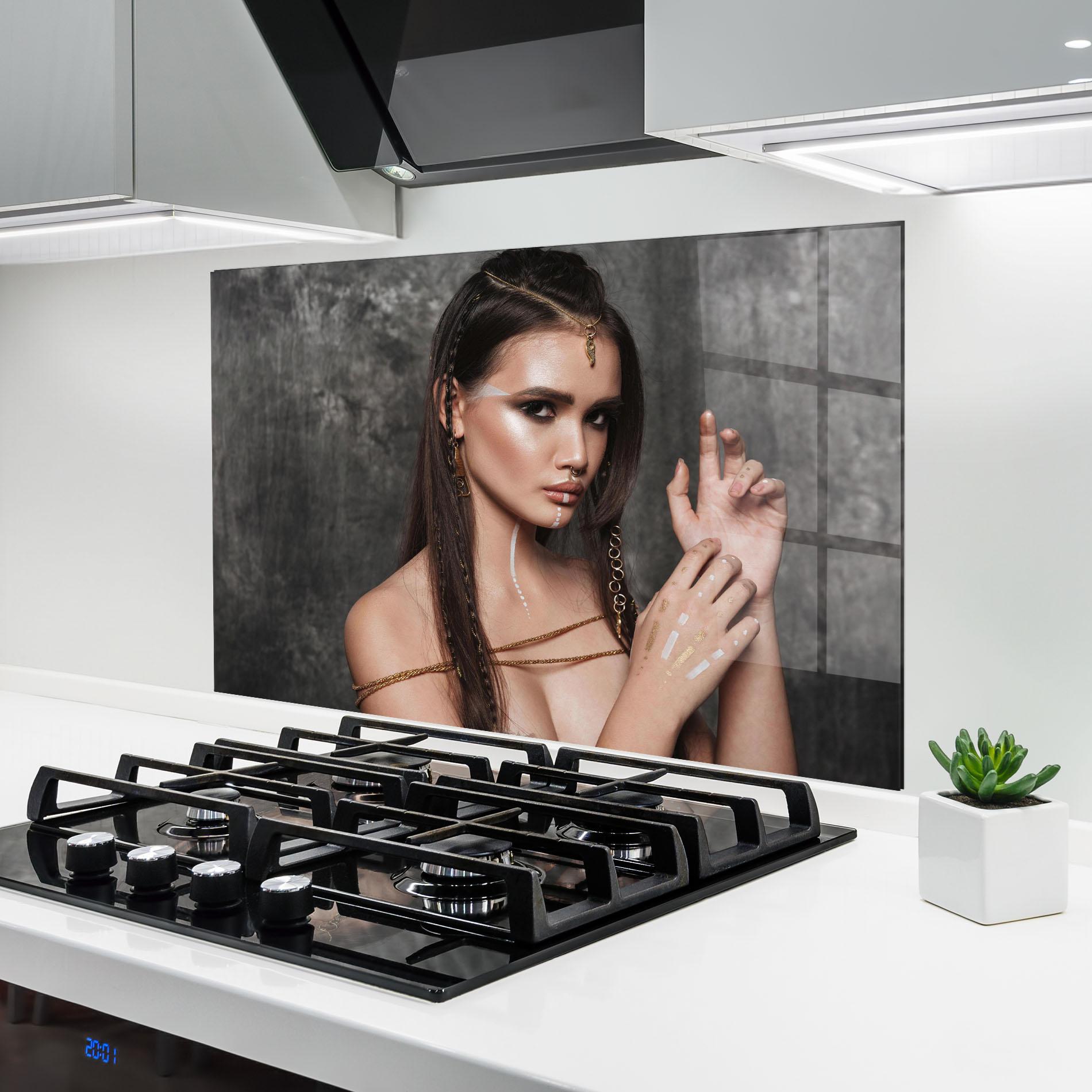 Konyhai üveg hátfal Gold Hair Accessory mockup 6