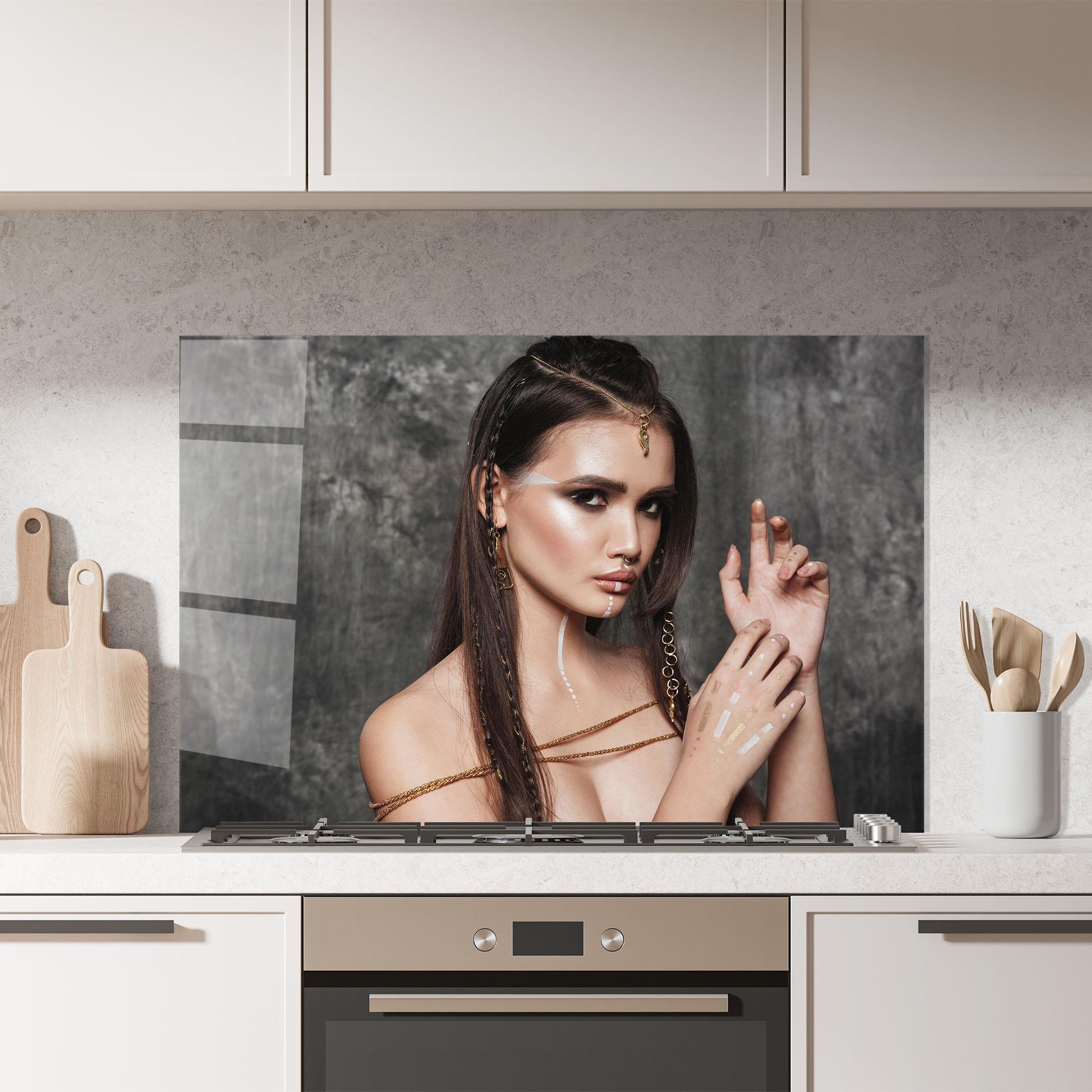 Konyhai üveg hátfal Gold Hair Accessory mockup 7