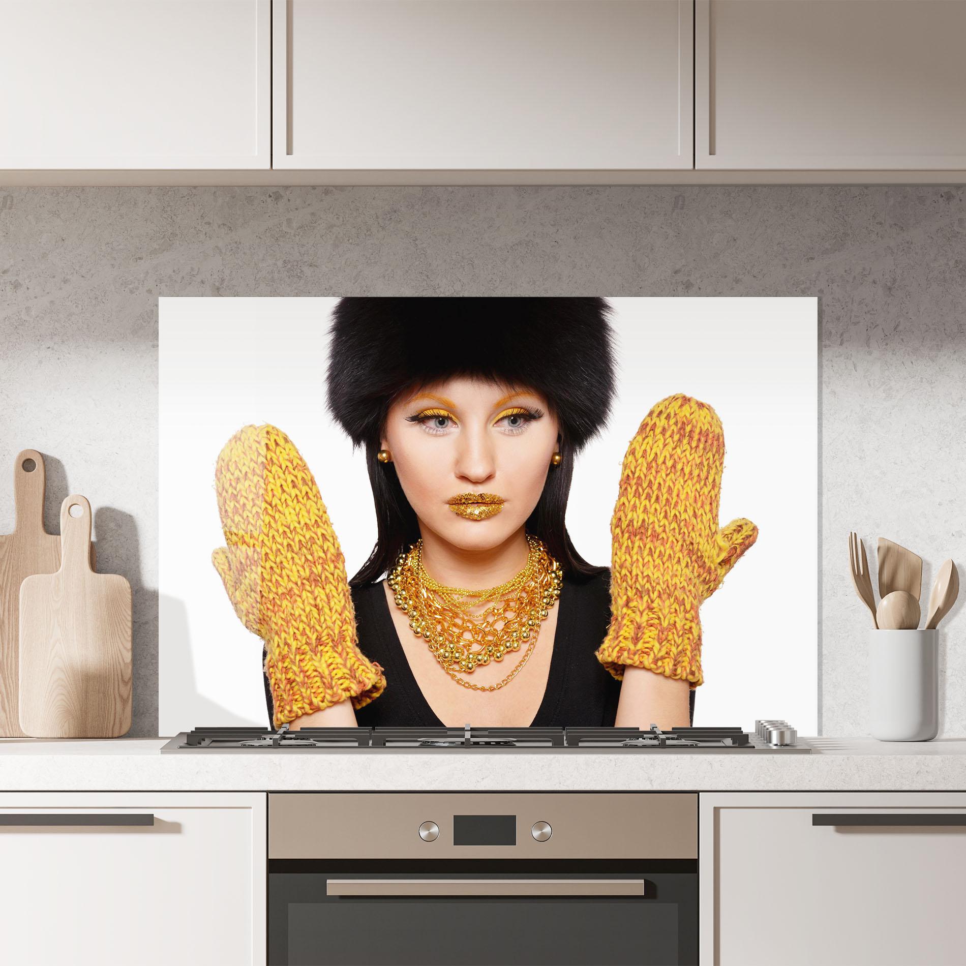 Konyhai üveg hátfal Iteresting Gold Accessories mockup 7