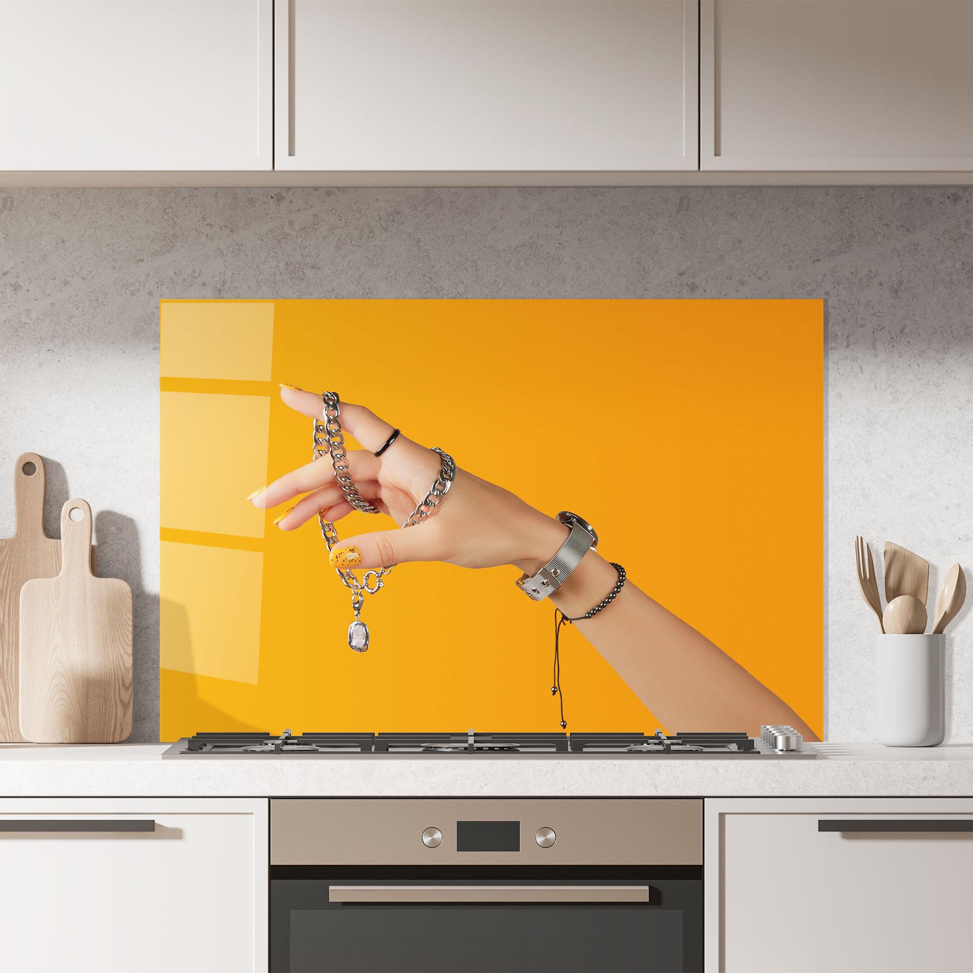 Konyhai üveg hátfal Silver Accessory mockup 7