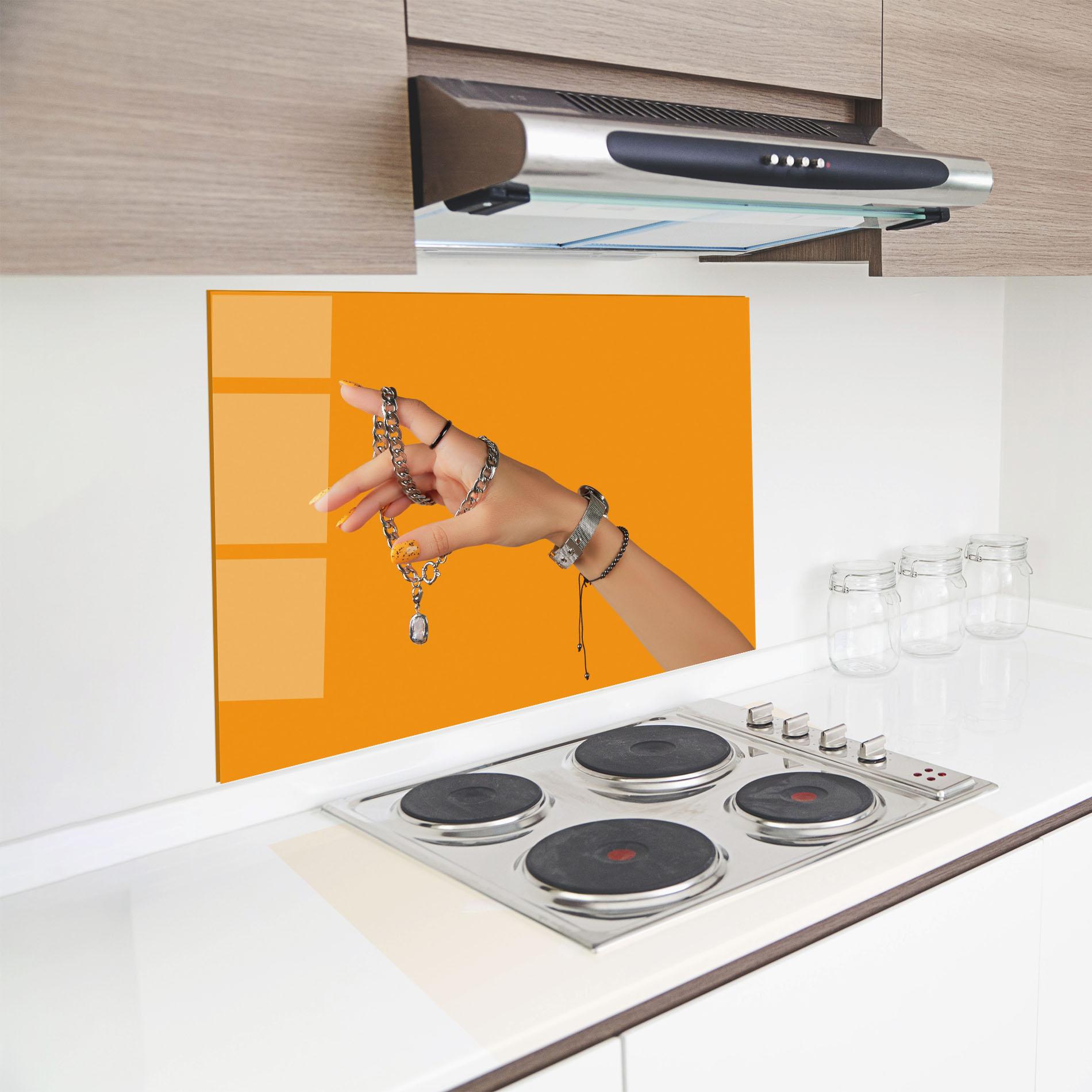 Konyhai üveg hátfal Silver Accessory mockup 8