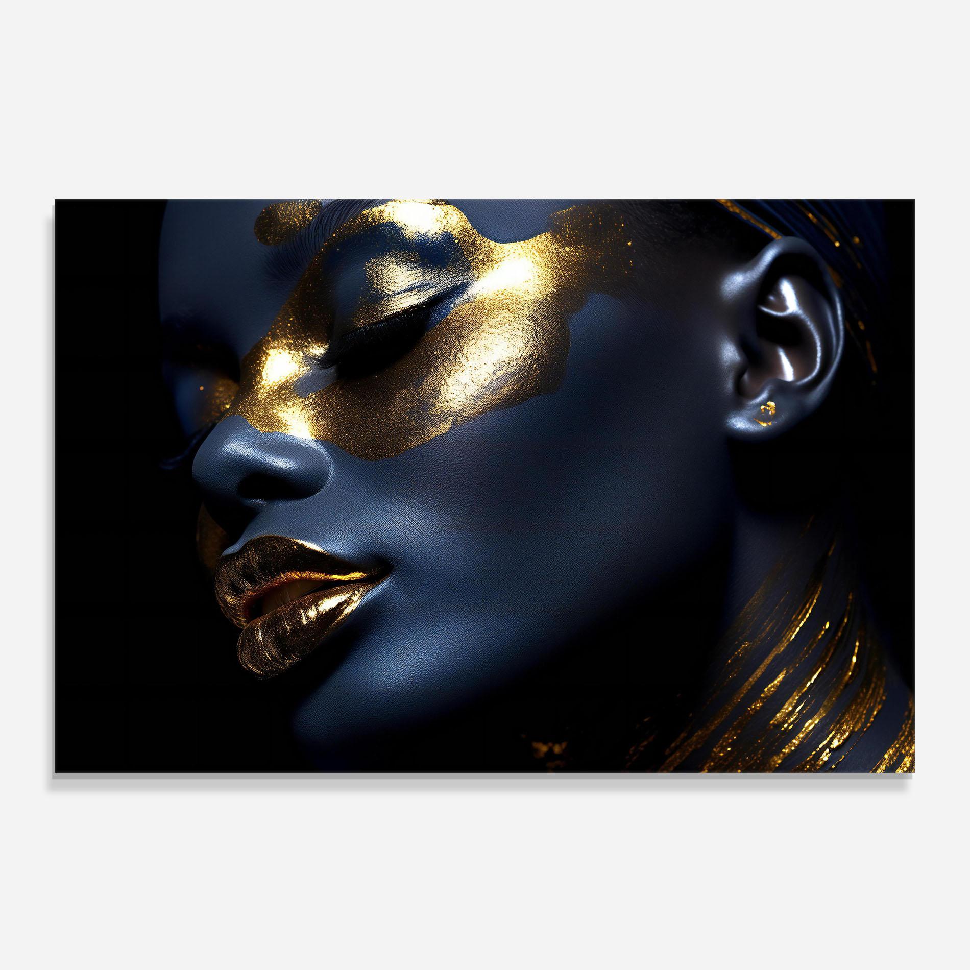 Konyhai üveg hátfal Blue Gold Face mockup 0