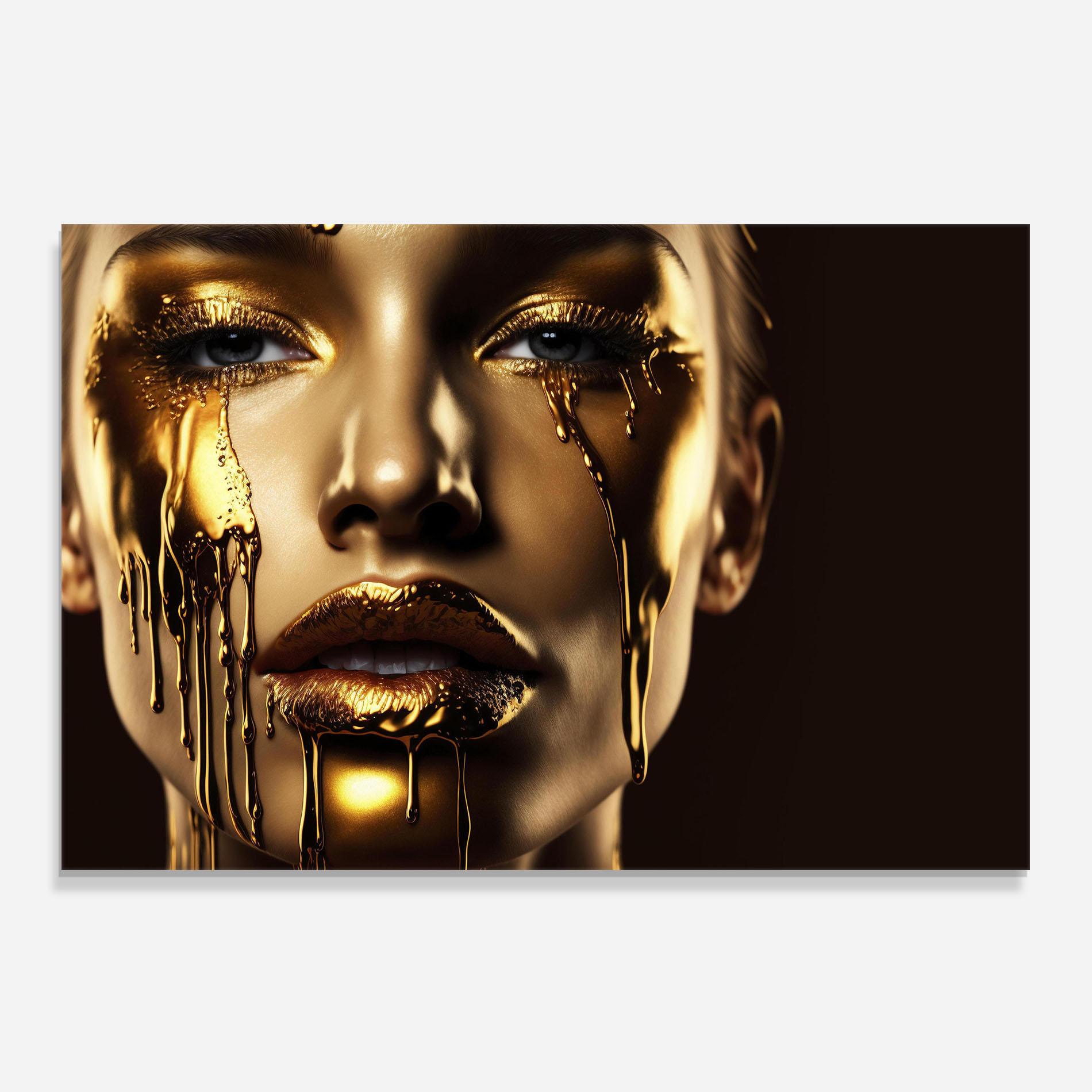 Konyhai üveg hátfal Gold Dripping Makeup mockup 0