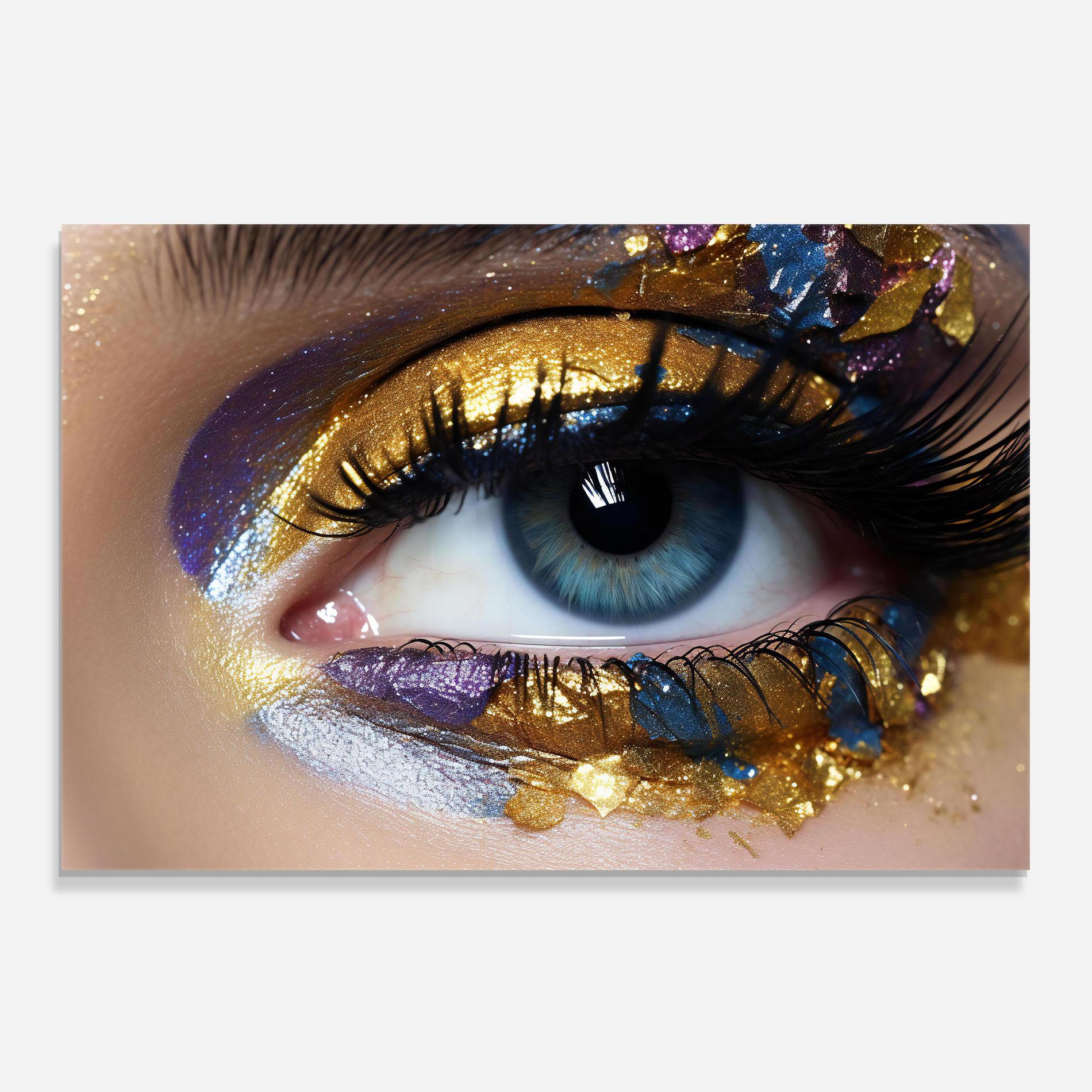 Konyhai üveg hátfal Golden Purple Make Up mockup 0