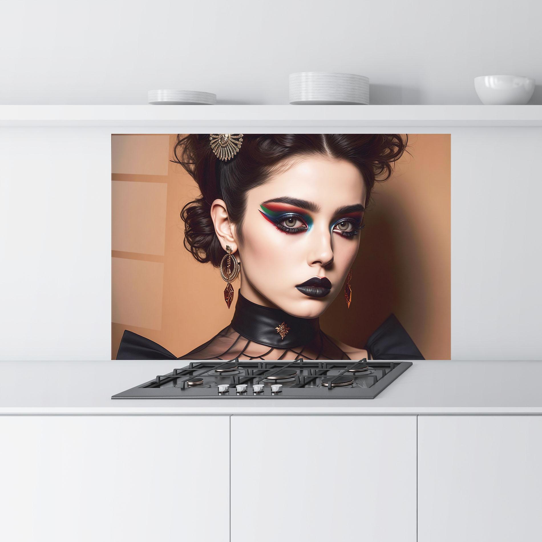 Konyhai üveg hátfal Black Lips Makeup mockup 9