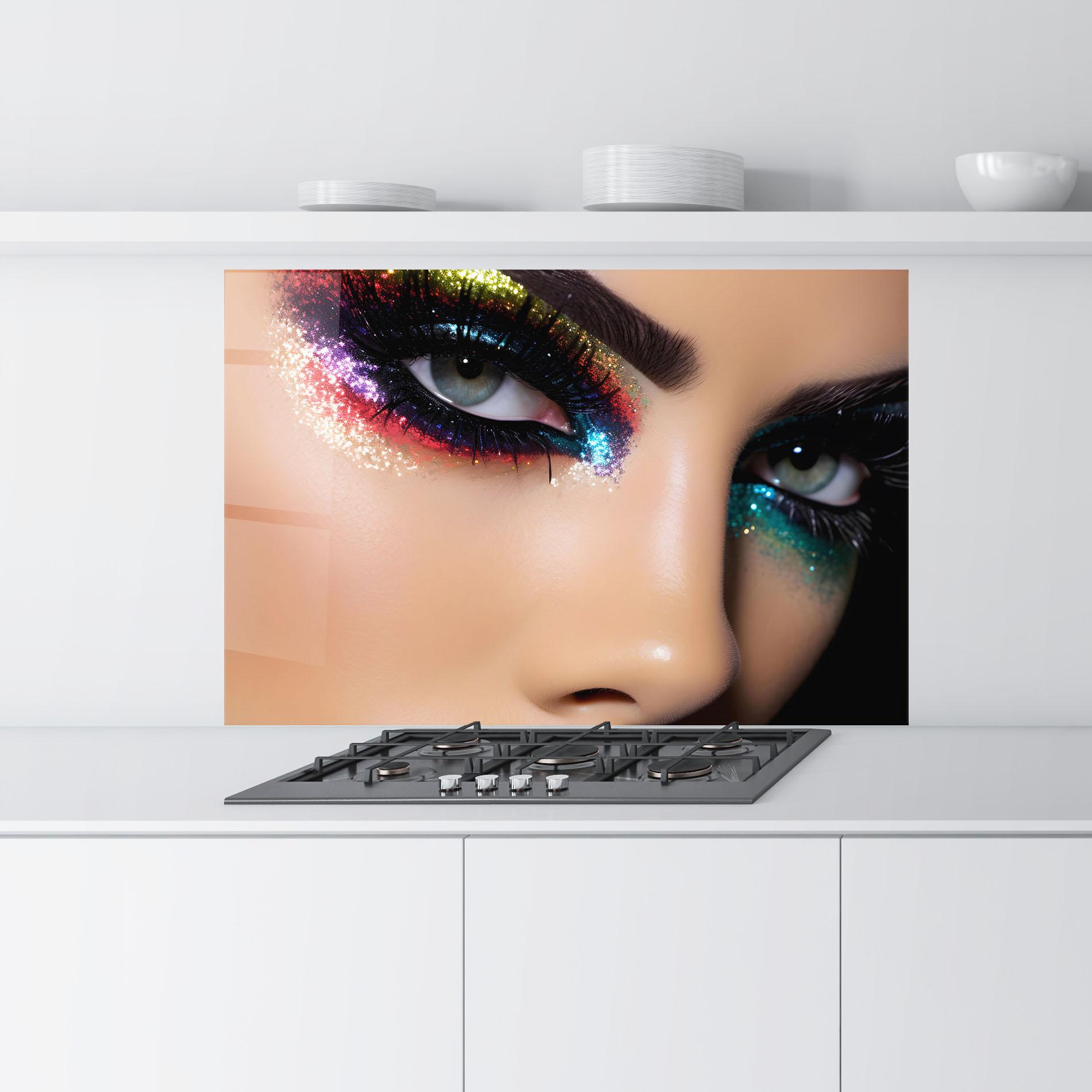 Konyhai üveg hátfal Feminine Makeup Model mockup 9
