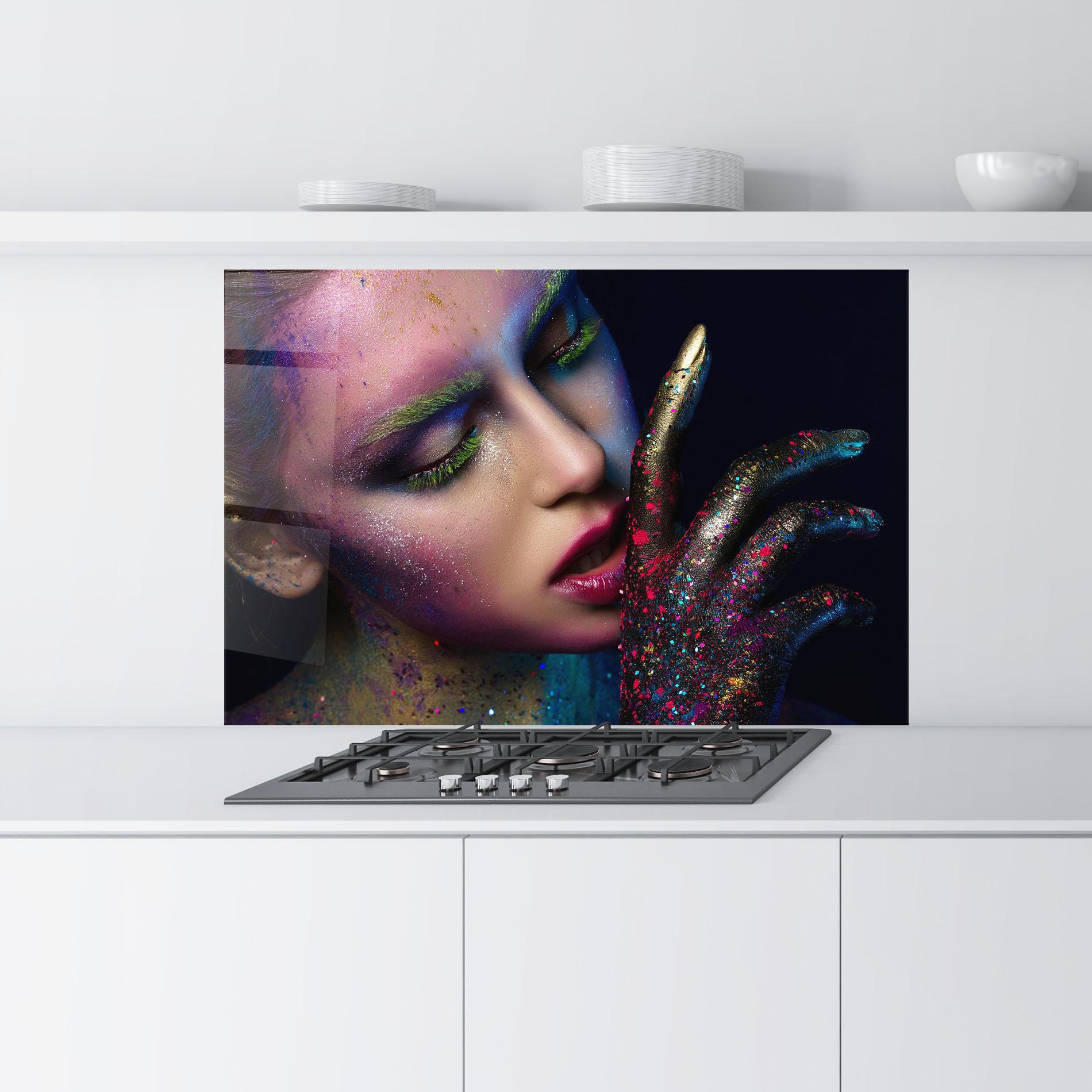 Konyhai üveg hátfal Green Eyelashes mockup 9