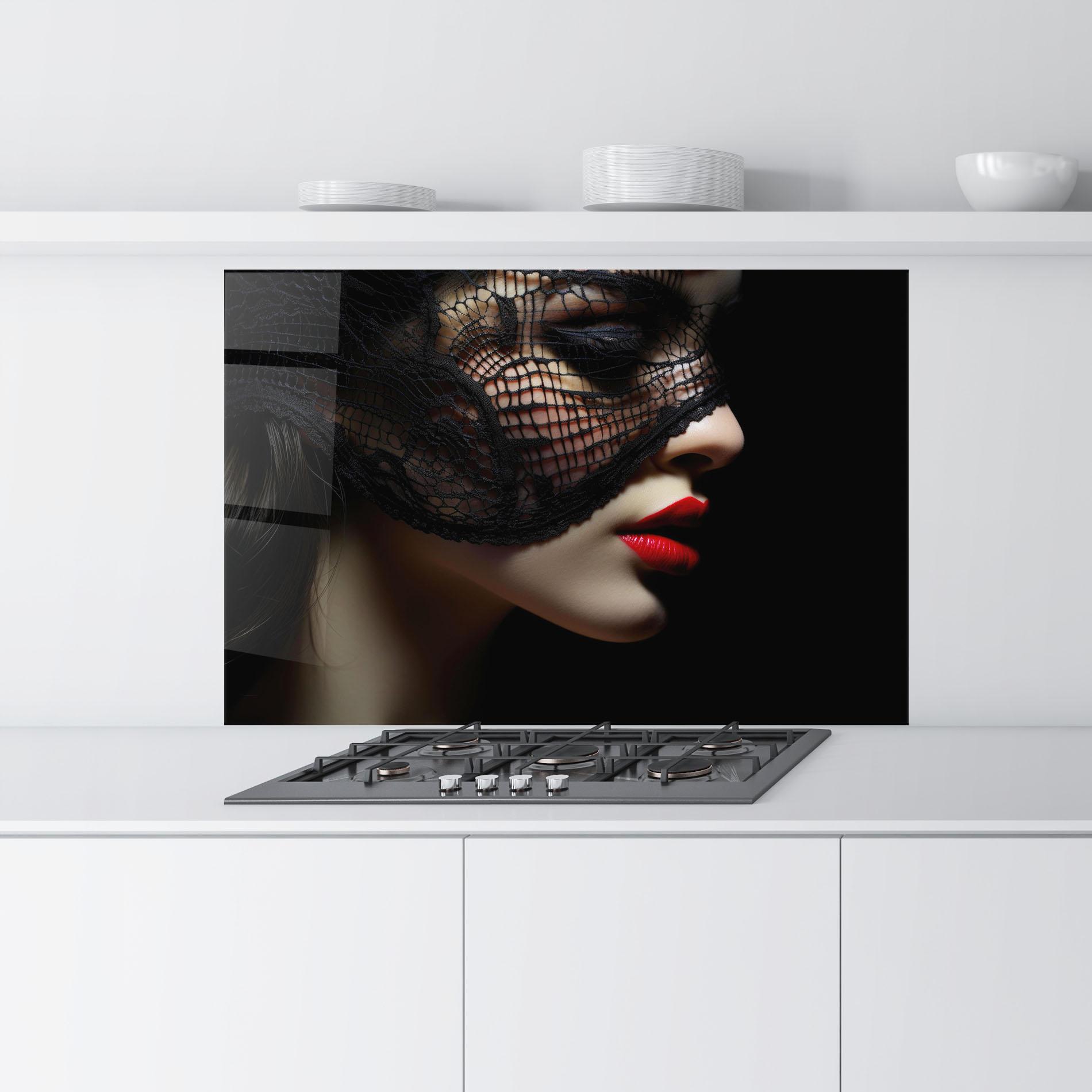 Konyhai üveg hátfal Mysterious Girl mockup 9