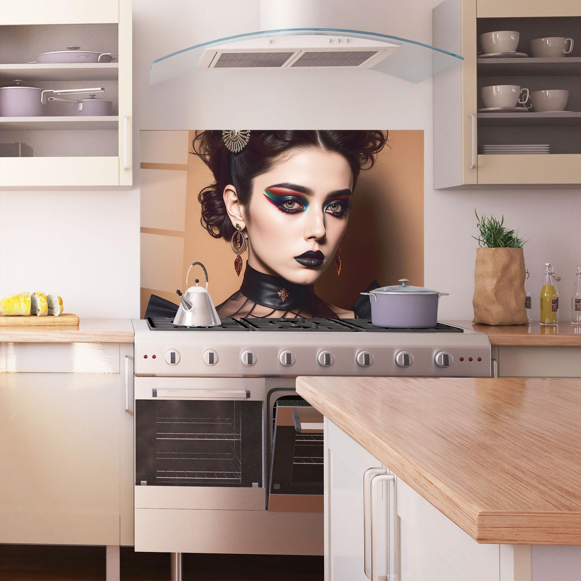 Konyhai üveg hátfal Black Lips Makeup mockup 1