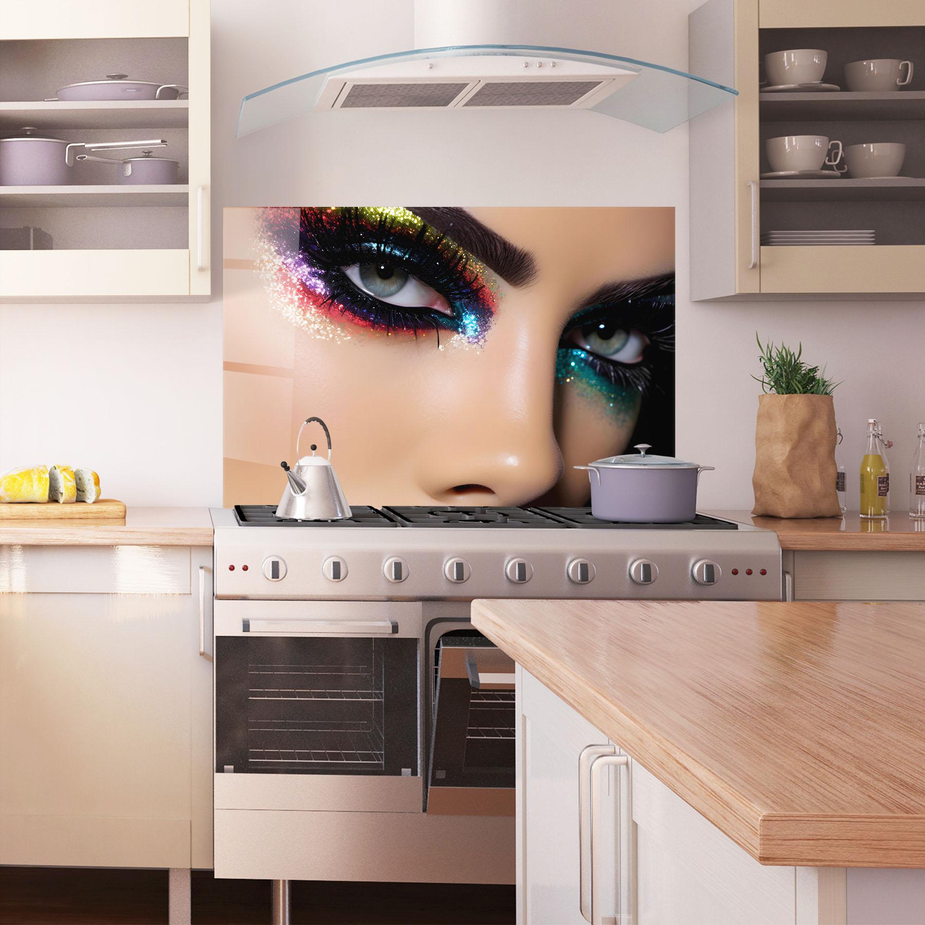 Konyhai üveg hátfal Feminine Makeup Model mockup 1