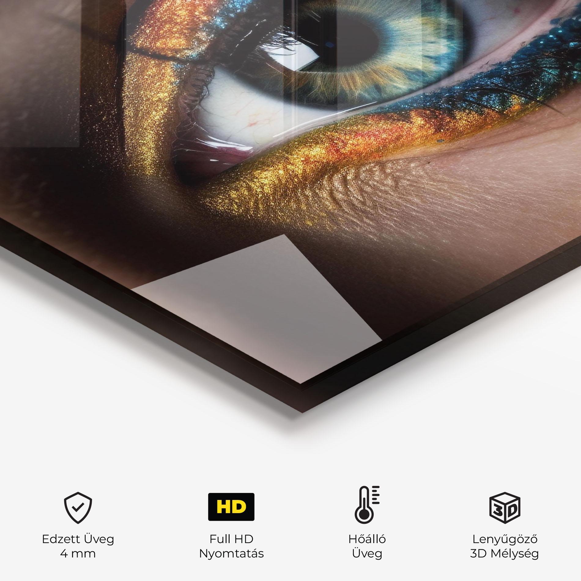 Konyhai üveg hátfal Blue Green Eye Makeup mockup 2