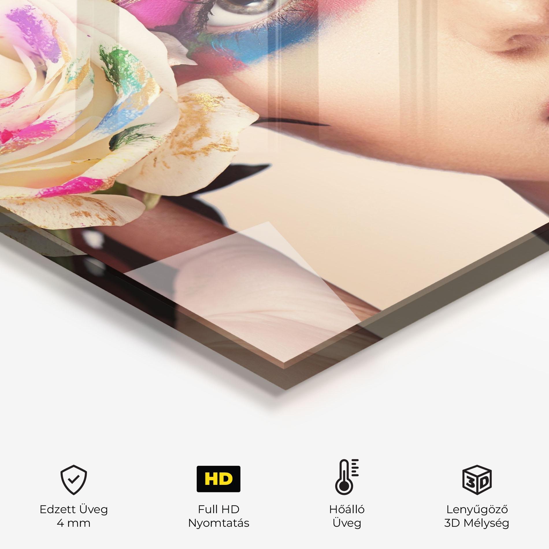 Konyhai üveg hátfal Colorful Makeup Girl mockup 2