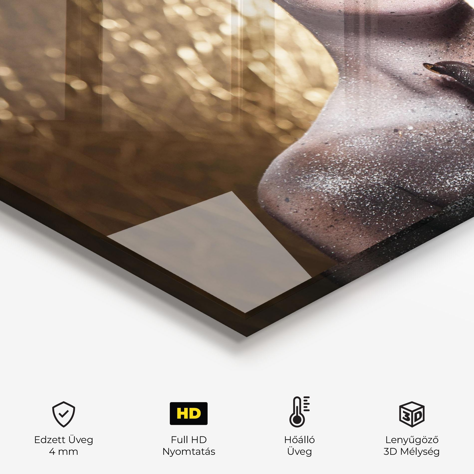 Konyhai üveg hátfal Gold Artistic Makeup mockup 2